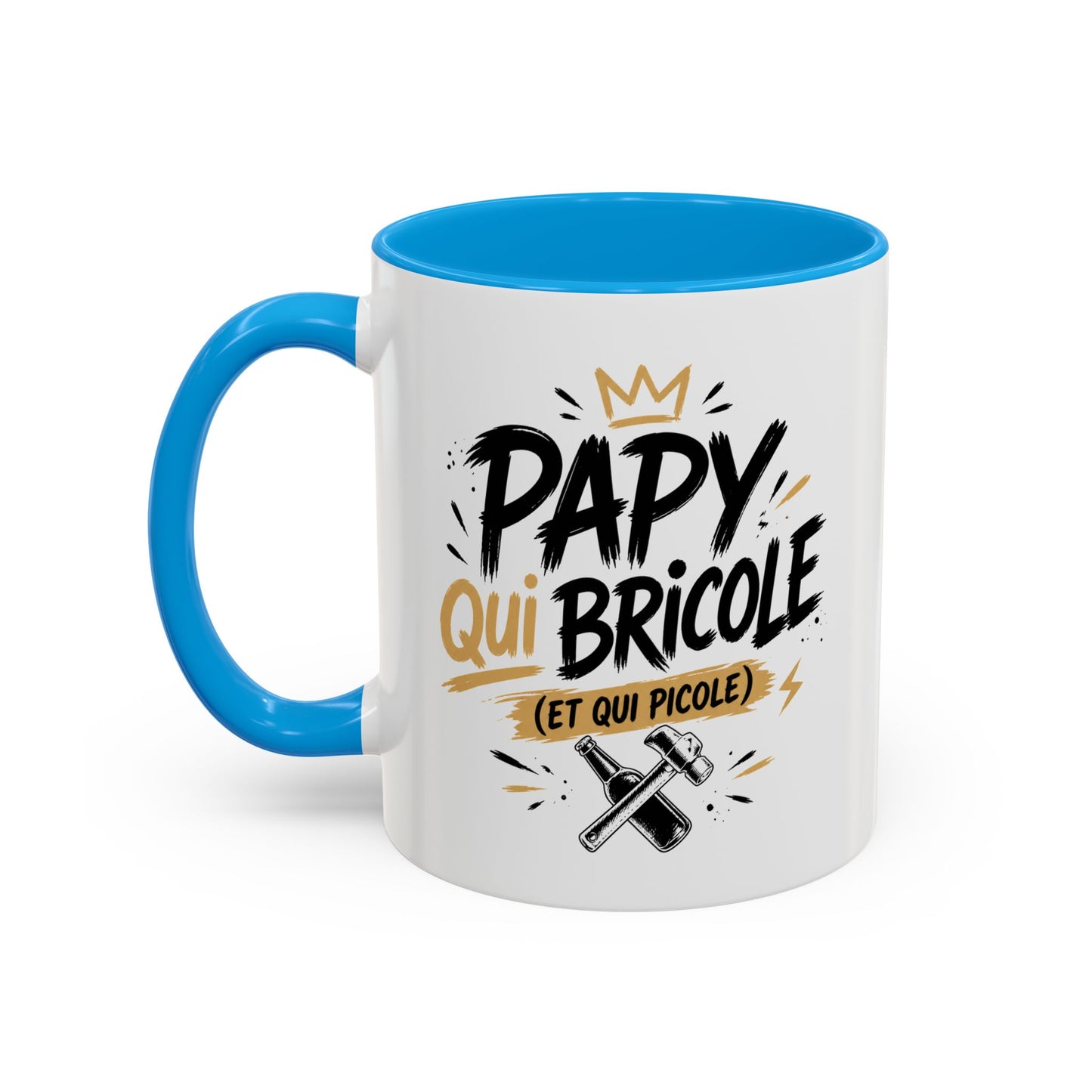 Mug Papy Humour Bricoleur – Tasse “Papy qui bricole et qui picole” – Cadeau Original Homme Papy 325ml