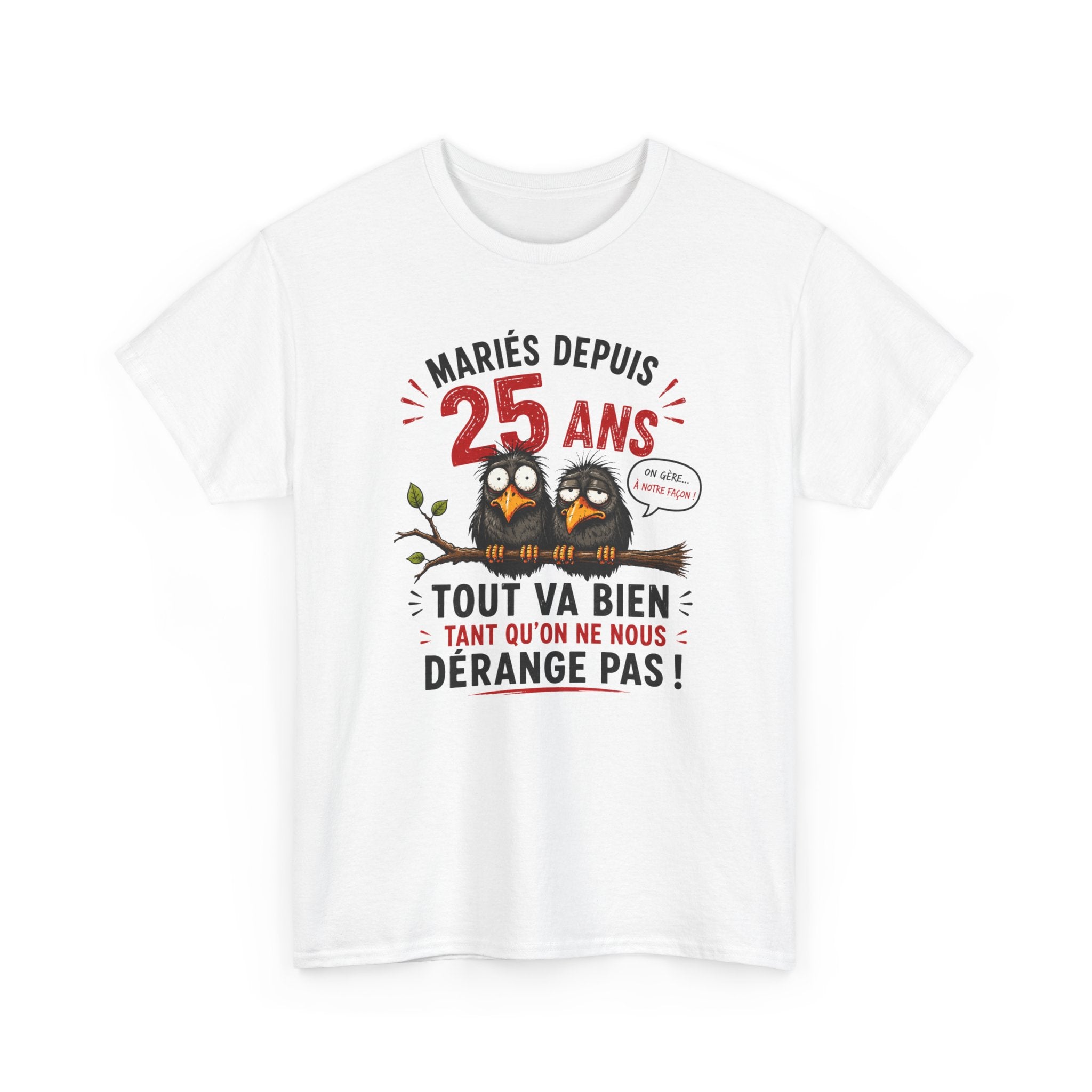 Tee-Shirt Homme Femme Mariés Depuis 25 Ans – Cadeau Anniversaire de Mariage Noces d’Argent – Humour Couple Original