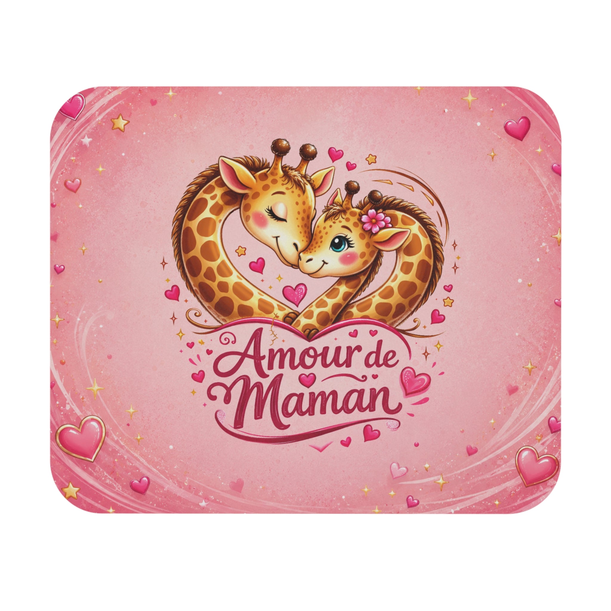 Tapis de Souris 22x18cm Amour de Maman Girafes Mère Bébé Cadeau Femme Fête des Mères Anniversaire Bureau Décoration Rose