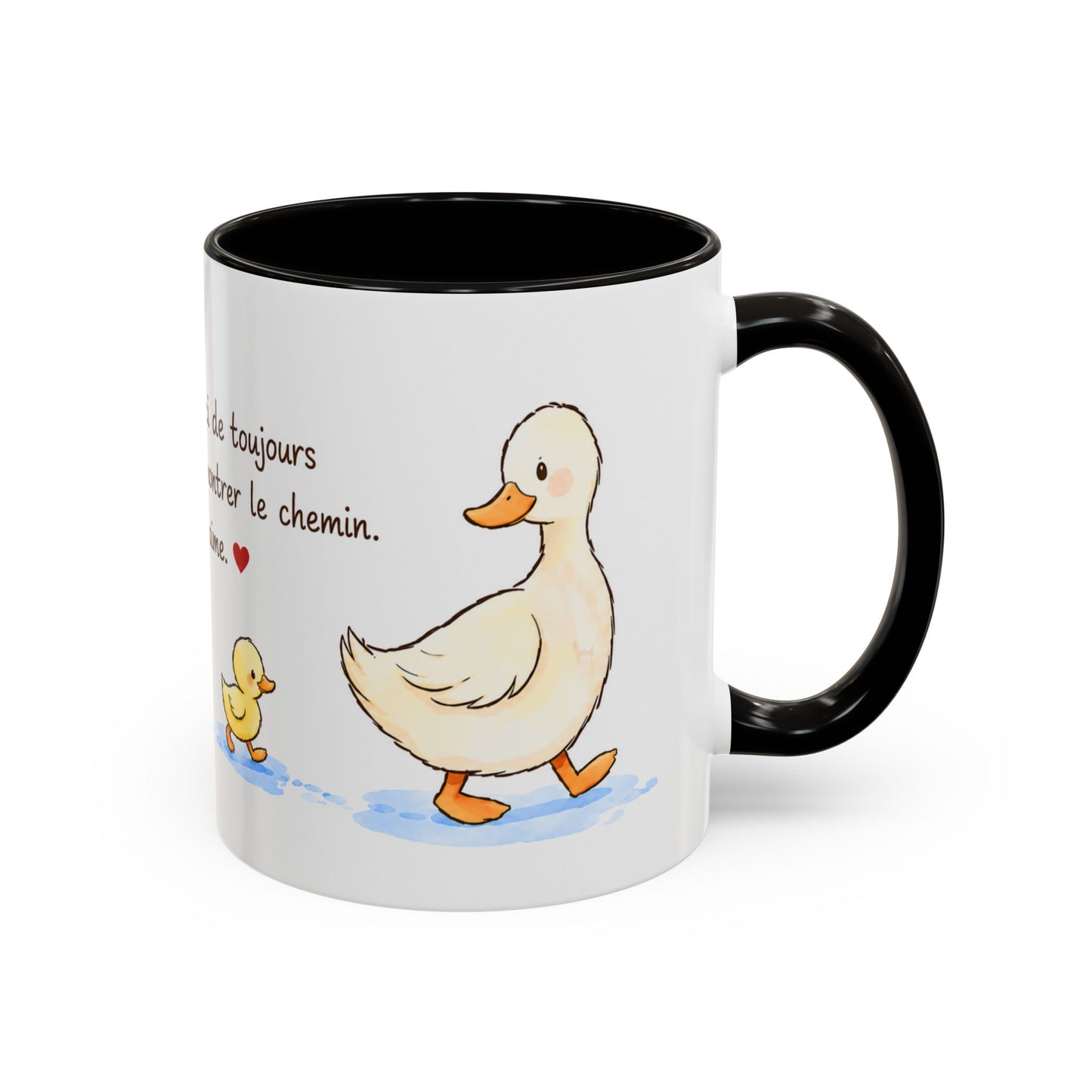 Tasse Bonjour Maman – Merci de Toujours Me Montrer le Chemin – Mug Canards Aquarelle Cadeau Maman 325ml