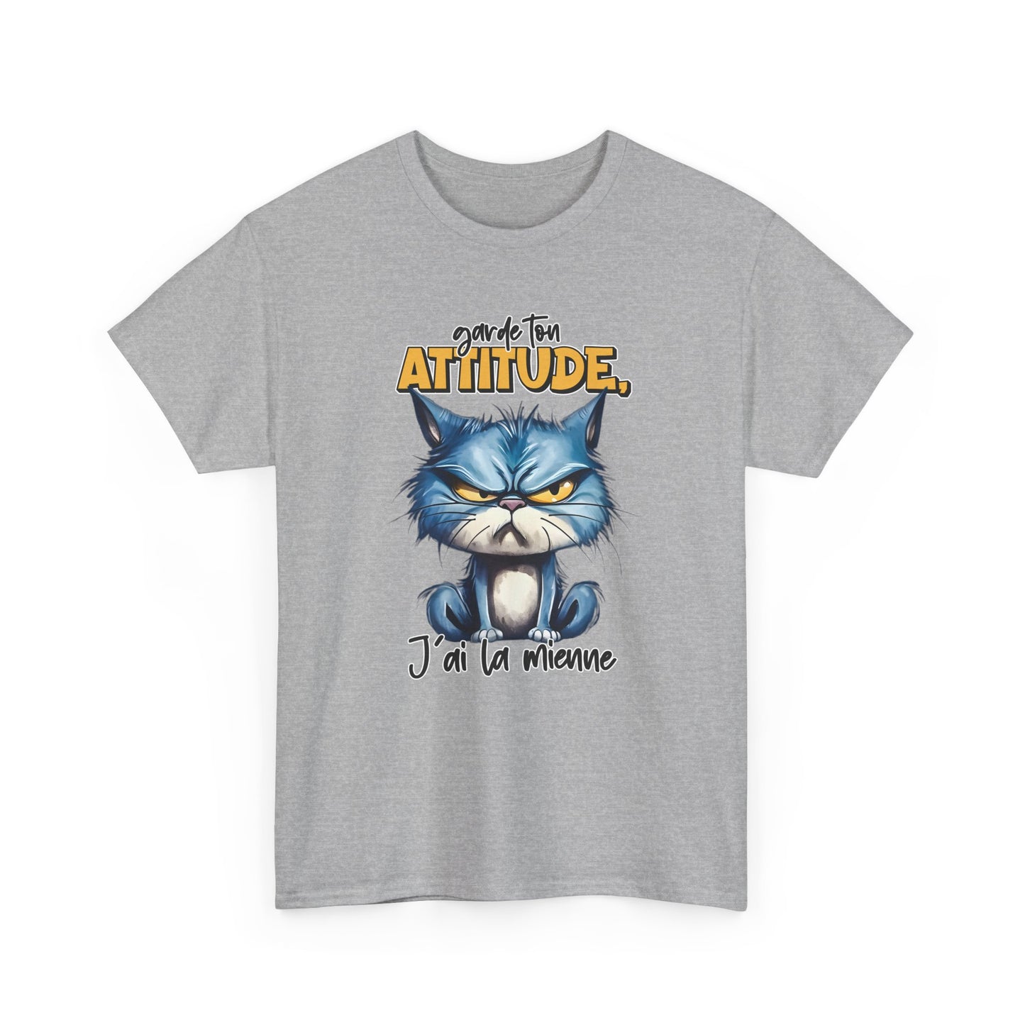 Tee Shirt Garde Ton Attitude J’Ai La Mienne – T-Shirt Chat Humour Drôle – Cadeau Homme Femme Amateur de Chats