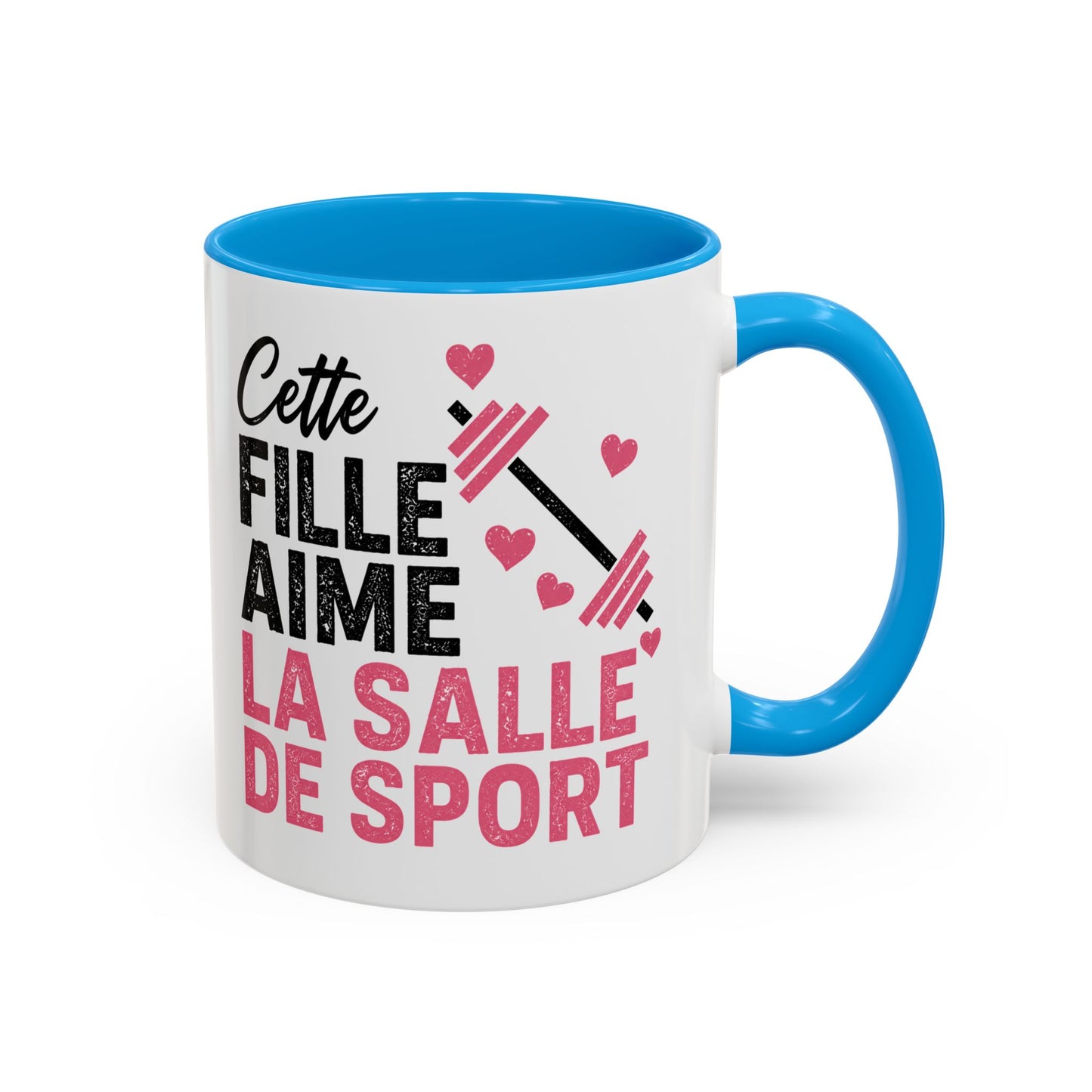 Mug Femme Fitness – Tasse Musculation Haltères – Cadeau Original Sportive, Gym Entraînement Bodybuilding Noir Bleu Rouge