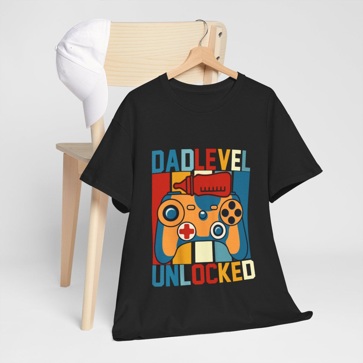 Tee shirt homme Papa dad level unlocked idée cadeau pour nouveau papa