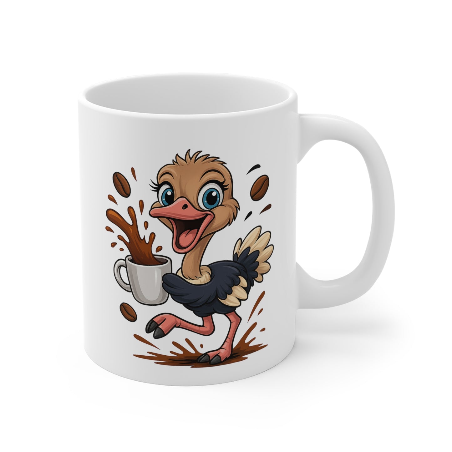 Mug Autruche Café – Tasse Céramique 325ml – Design Cartoon Mignon – Cadeau Original Amateur de Café