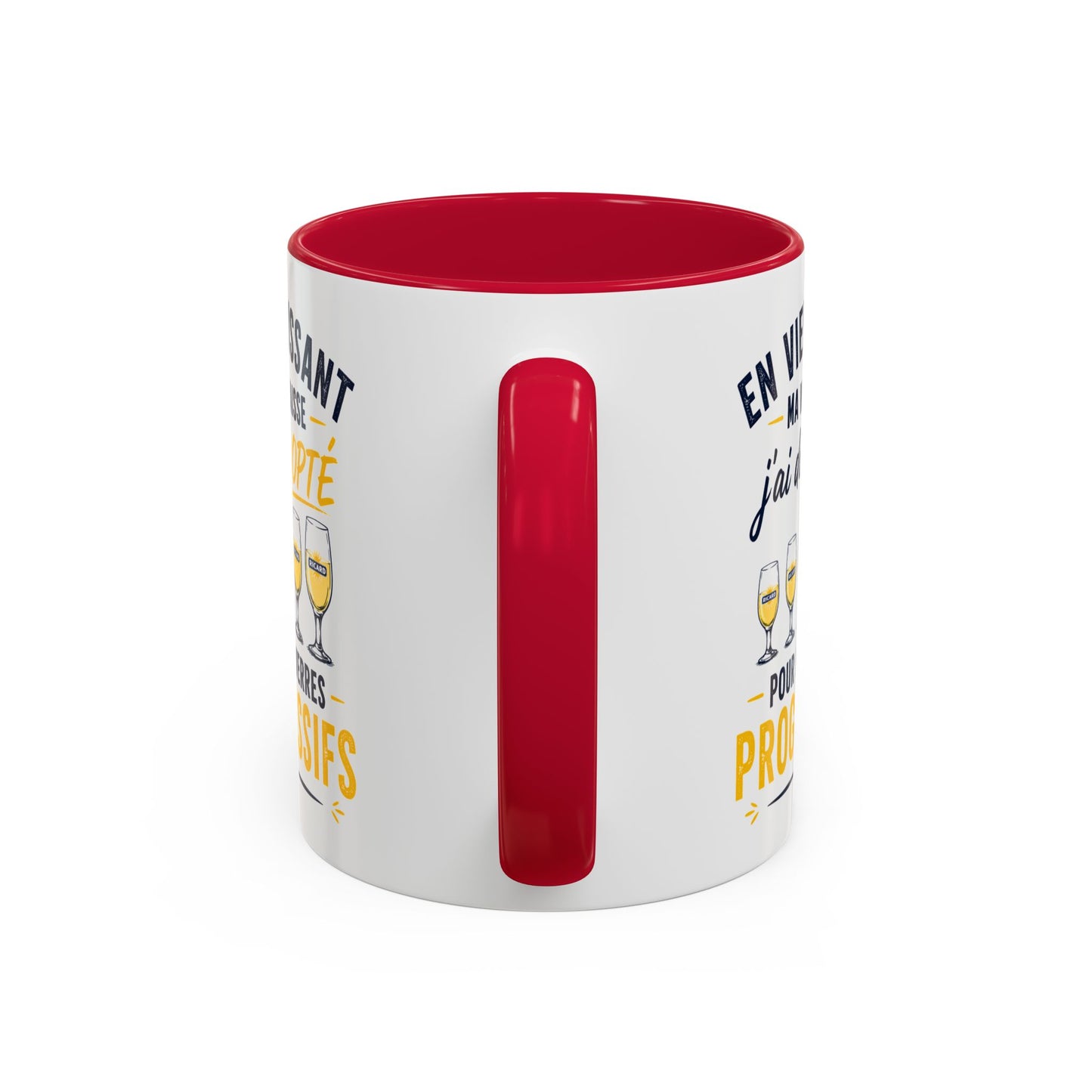 Mug Humour Pastis et Vieillesse – En Vieillissant Ma Vue Baisse J’ai Donc Opté pour des Verres Progressifs – Cadeau Drôle 325ml