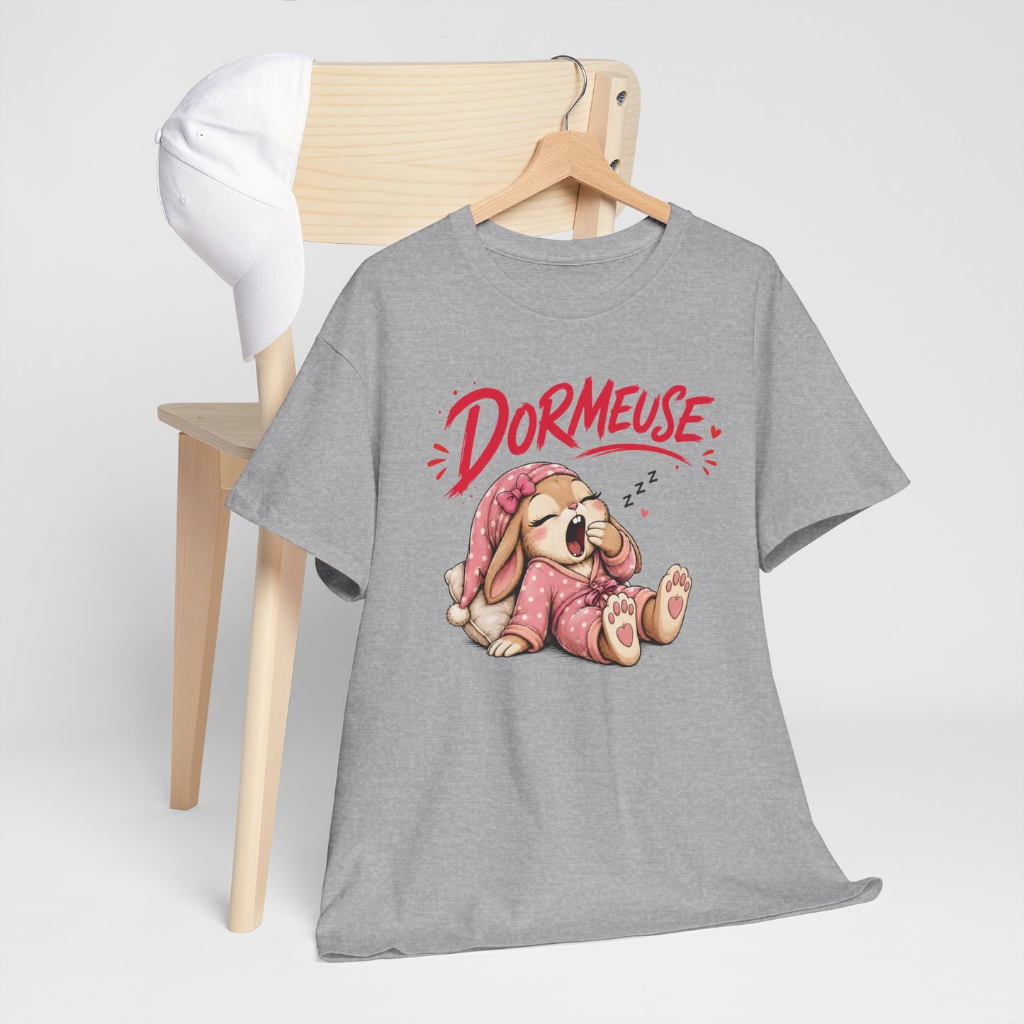 Tee-Shirt Dormeuse – Lapin Mignon Endormi – Cadeau Humour Femme Adulte Amatrice de Siestes