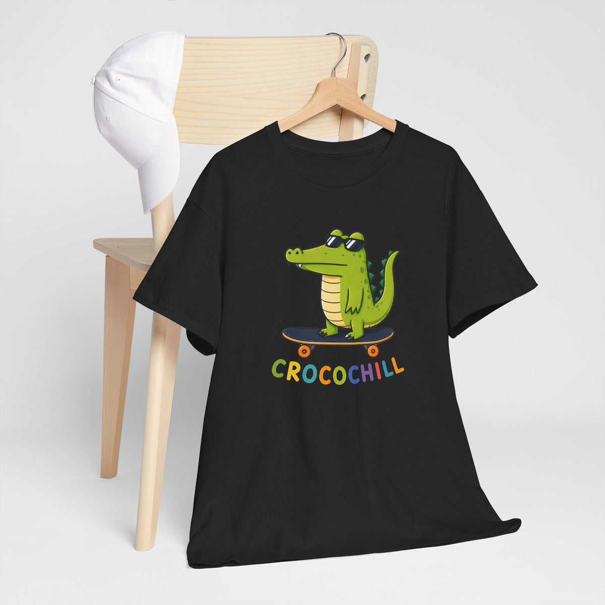 Tee Shirt Crocodile Skateboard Homme et Femme – Croco Chill – T-Shirt Humour Animal