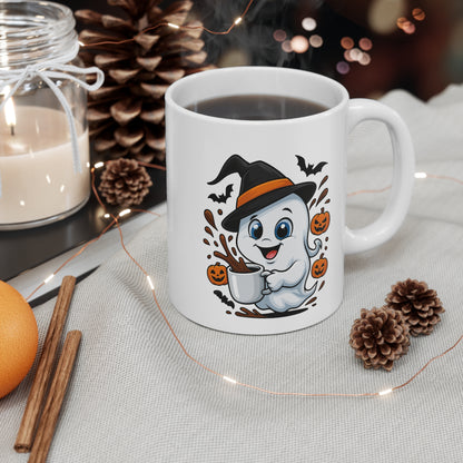 Mug Céramique Fantôme Sorcier Halloween – Tasse Citrouilles Mignonne 325ml – Cadeau Original Café Chocolat