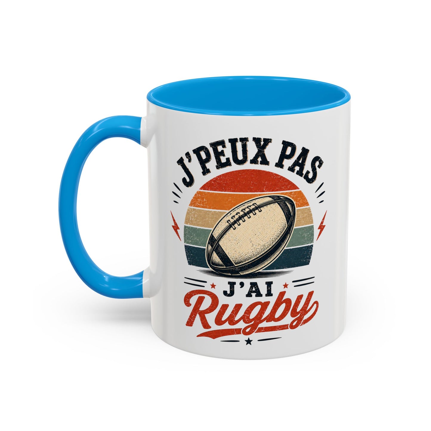 Tasse J’Peux Pas J’Ai Rugby – Mug Rugby Vintage Humoristique – Cadeau Rugbyman Homme Femme 325ml