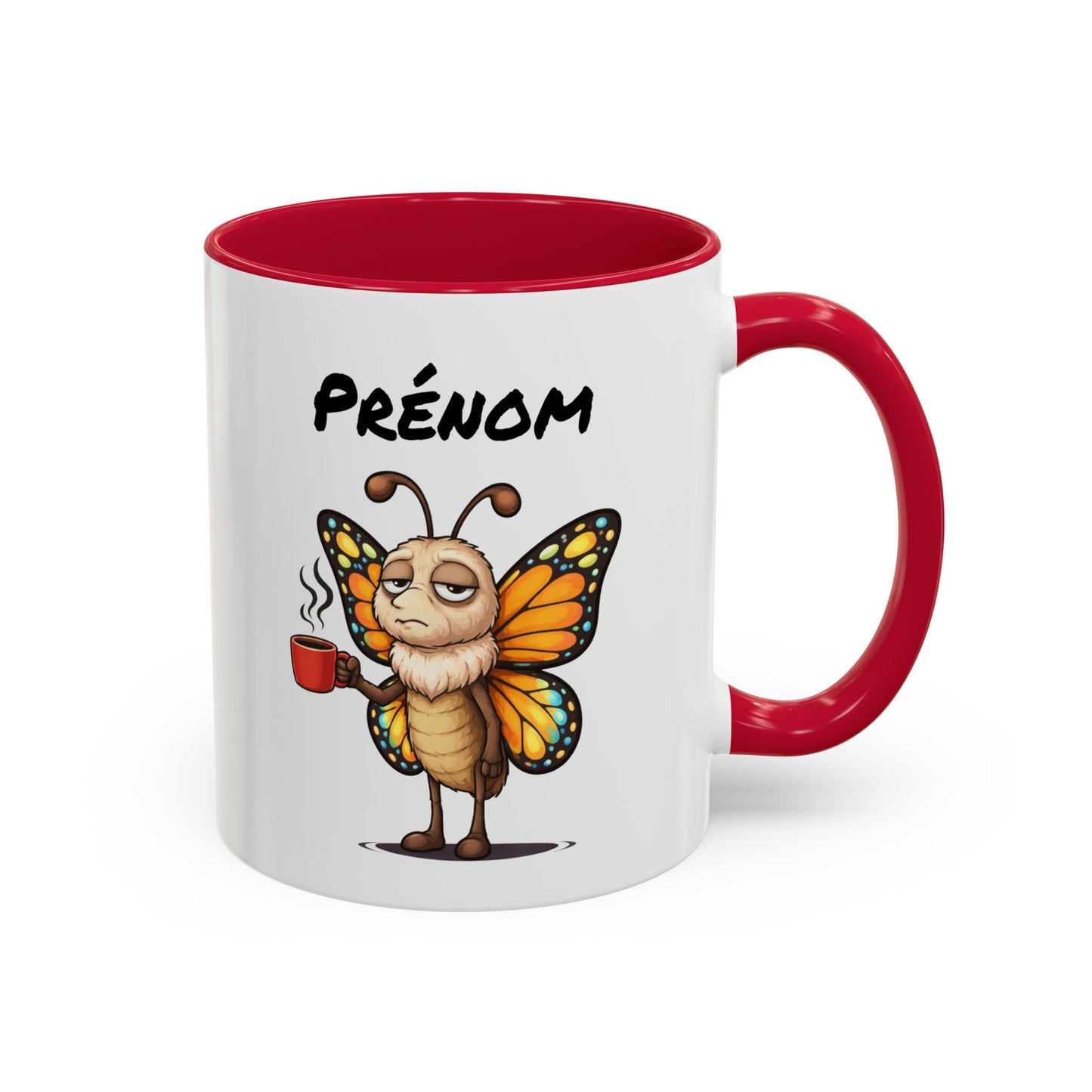 Tasse Papillon avec Café – Mug Insecte Humoristique Fatigue – Illustration Cartoon 325ml