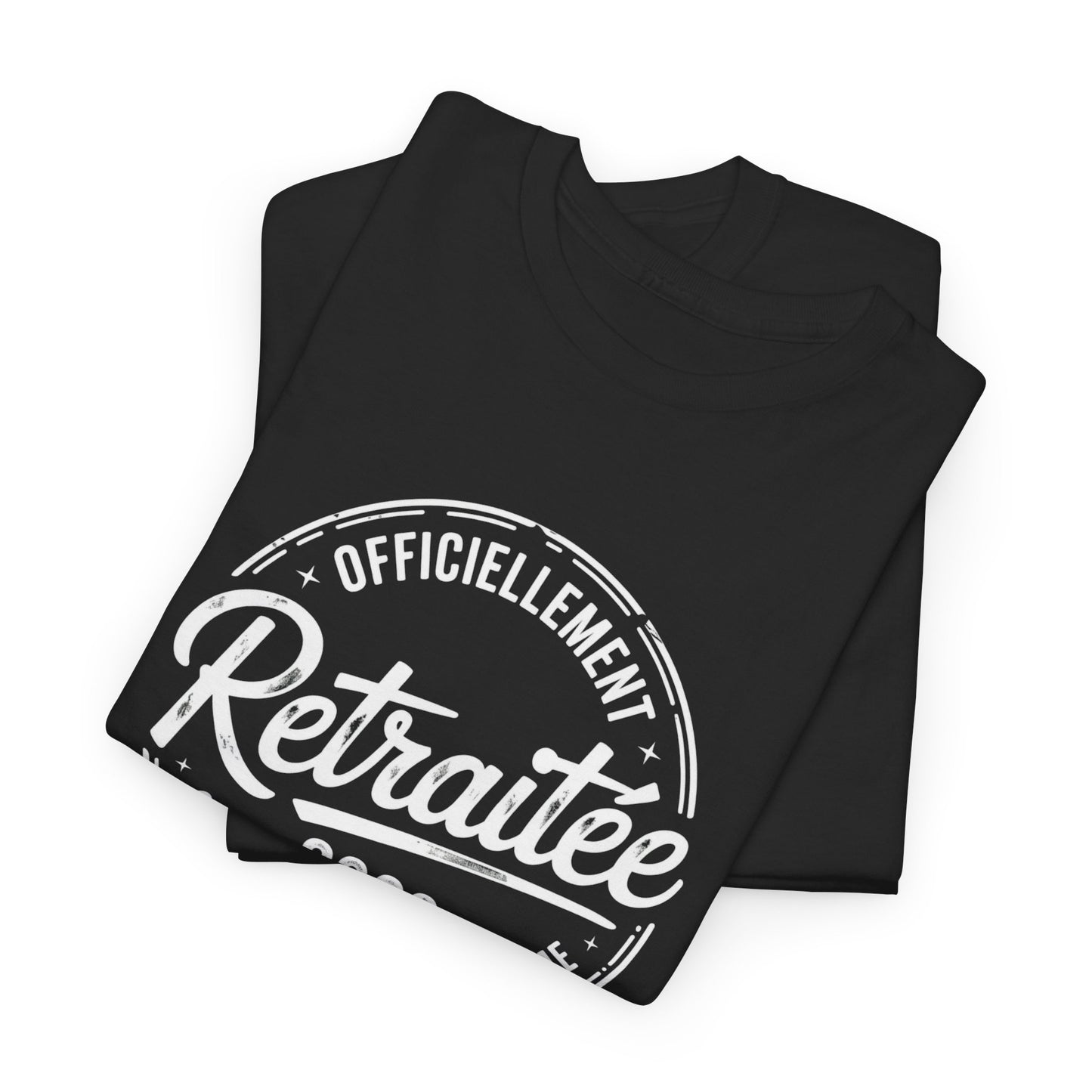 T-Shirt Retraite 2026 Femme – Cadeau Retraitée Humour – Tee Shirt Officiellement Retraitée Noir Blanc Gris