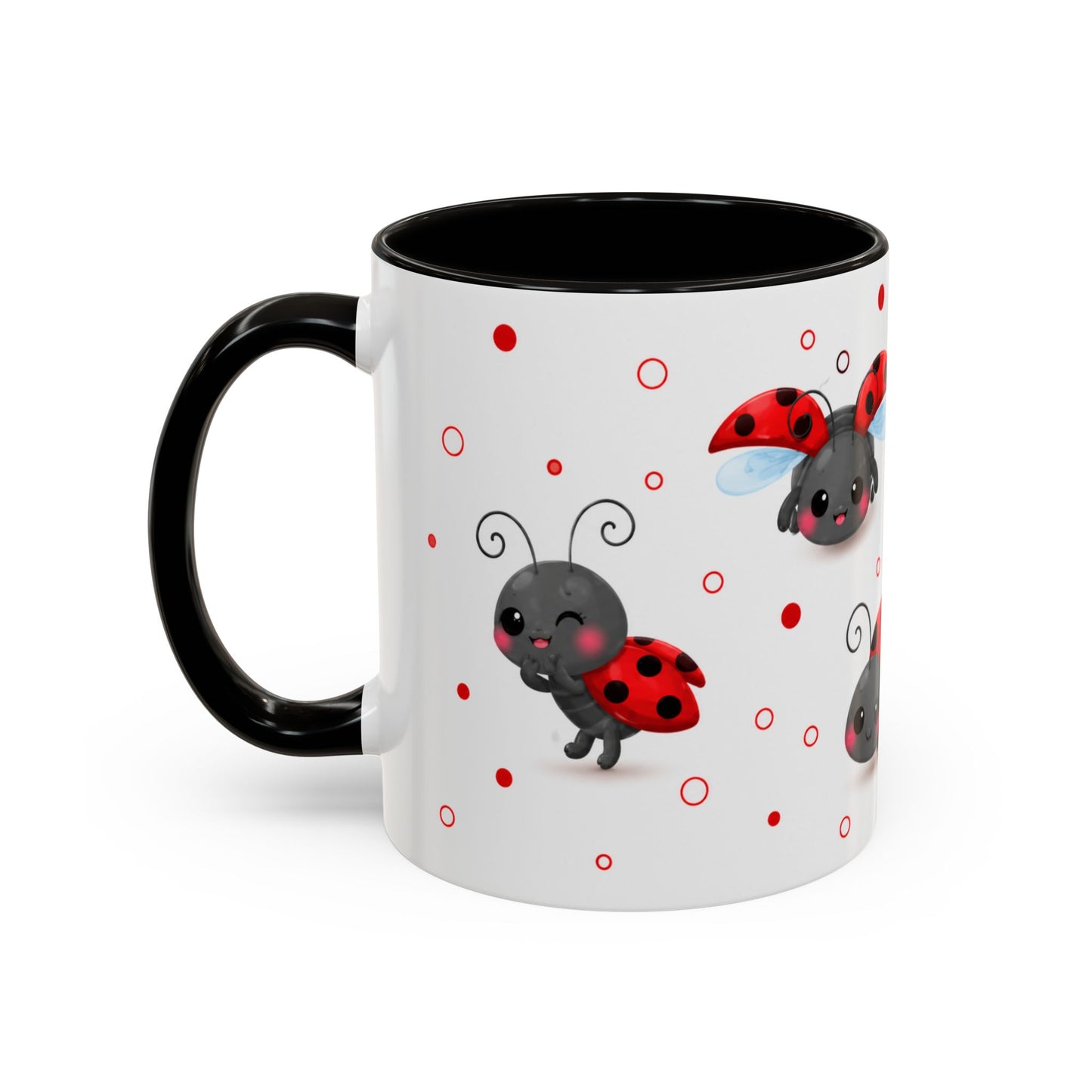 Tasse Coccinelles Mignonnes – Mug Kawaii Insectes Cartoon et Rouge Noir – Cadeau Nature 325ml