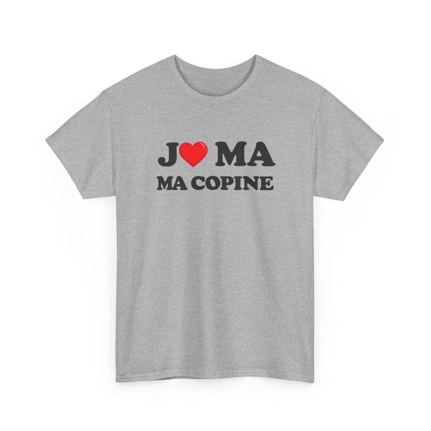 Tee Shirt J’aime ma copine – Message amour couple – Cadeau romantique Blanc Gris Noir