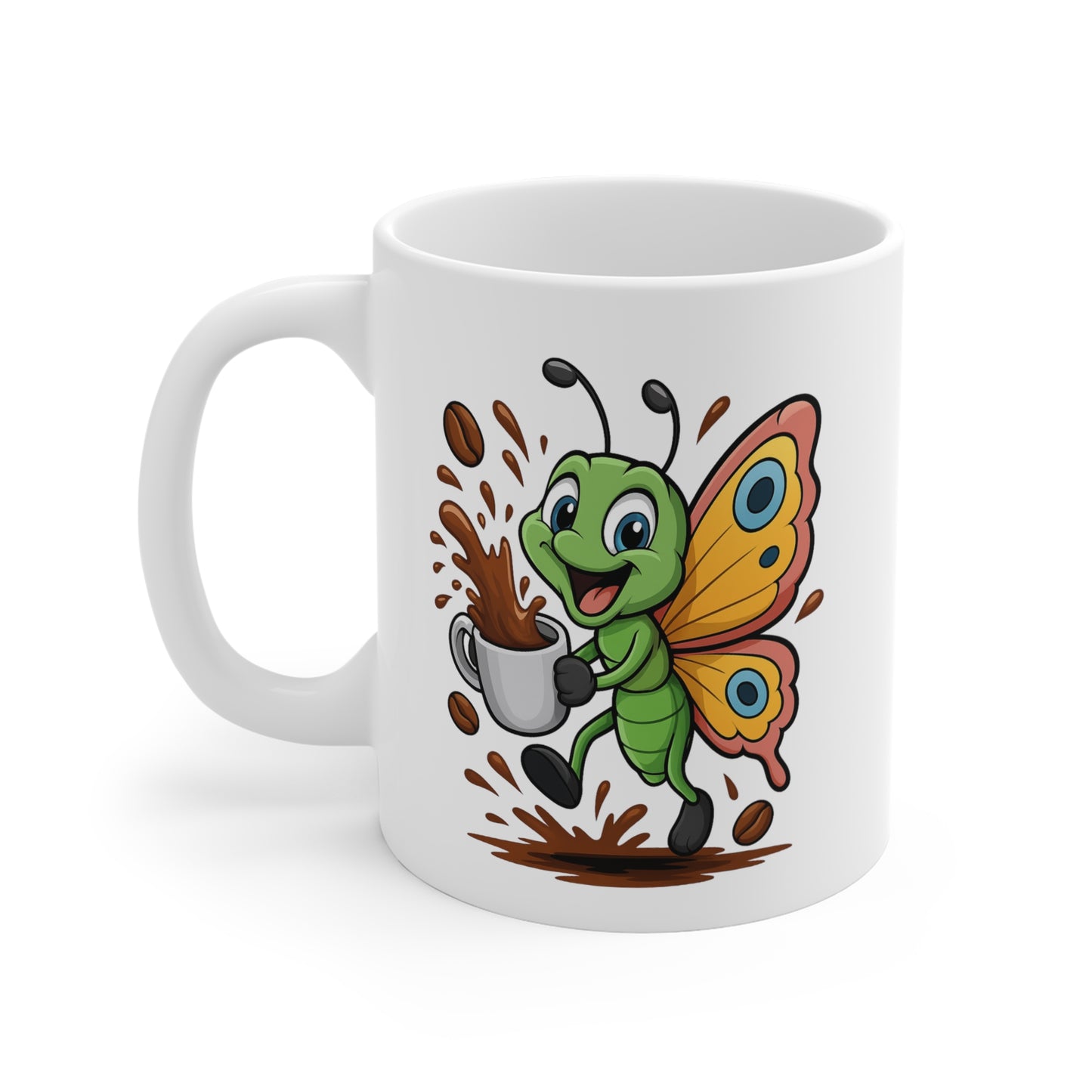 Mug Papillon Café – Tasse Céramique 325ml – Design Mignon et Coloré – Cadeau Nature et Bonne Humeur