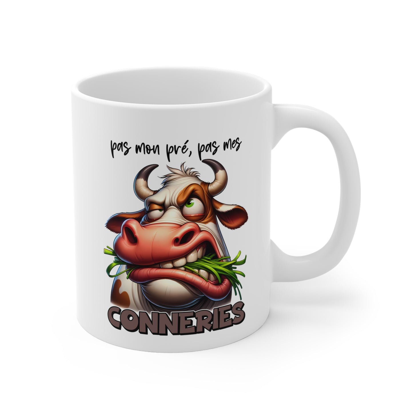 Tasse Pas Mon Pré Pas Mes Conneries – Mug Vache Humour Drôle – Cadeau Homme Femme 325ml