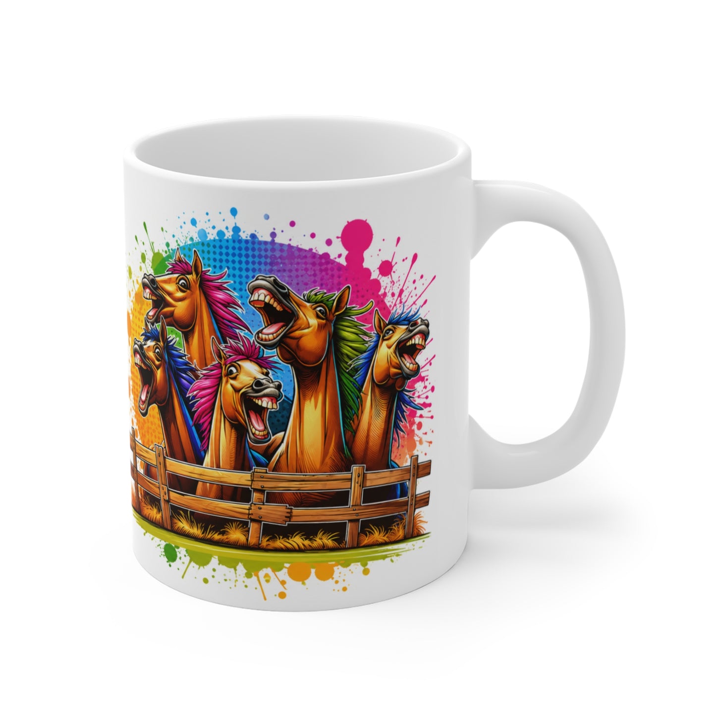 Tasse Chevaux Rigolos Colorés – Mug Humour Équitation Pop Art – Cadeau Cavalier Homme Femme 325ml