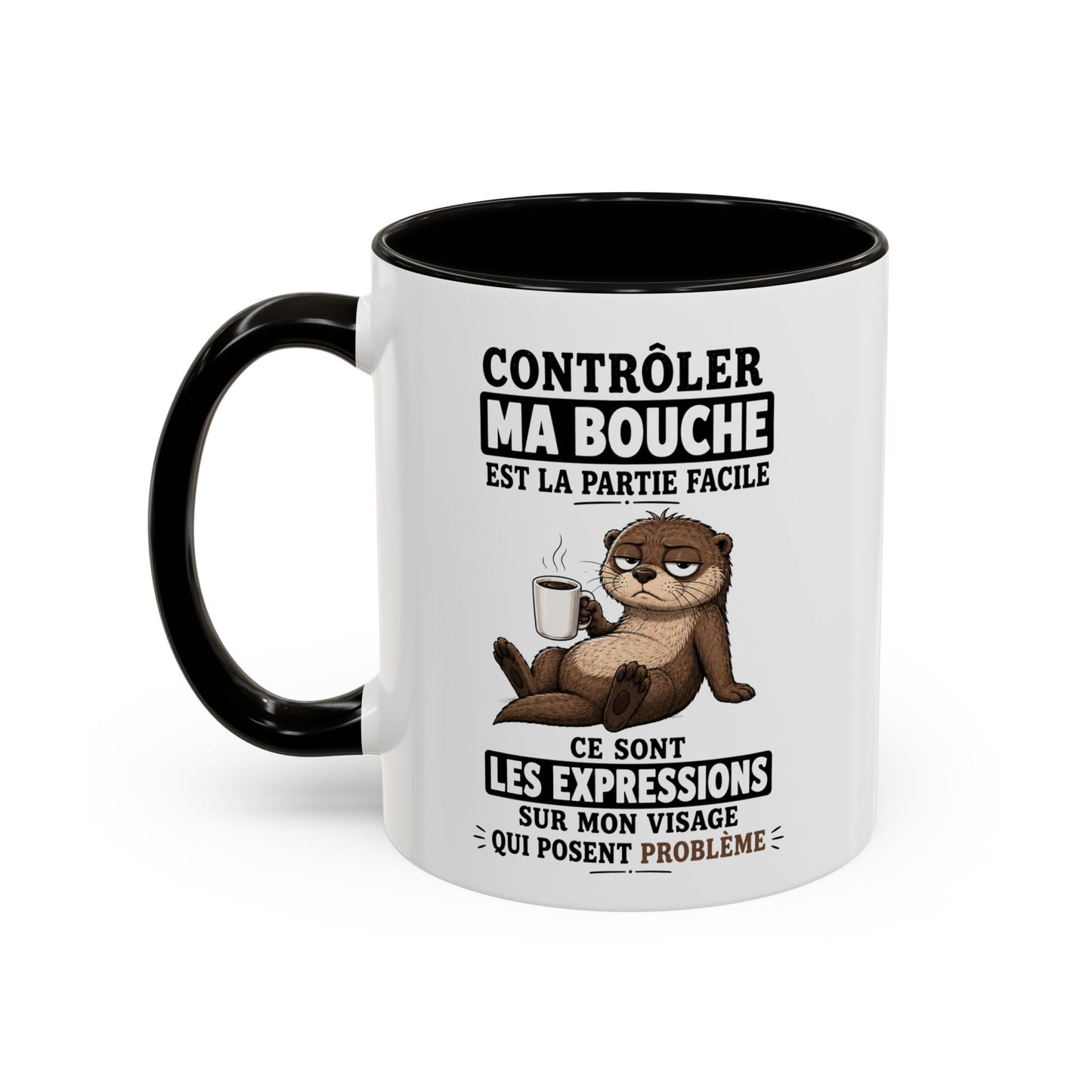 Mug Humoristique – Tasse Loutre Blasée – Cadeau Original Homme et Femme, Collègue, Ami, Famille – 325 ml Noir Bleu Rouge