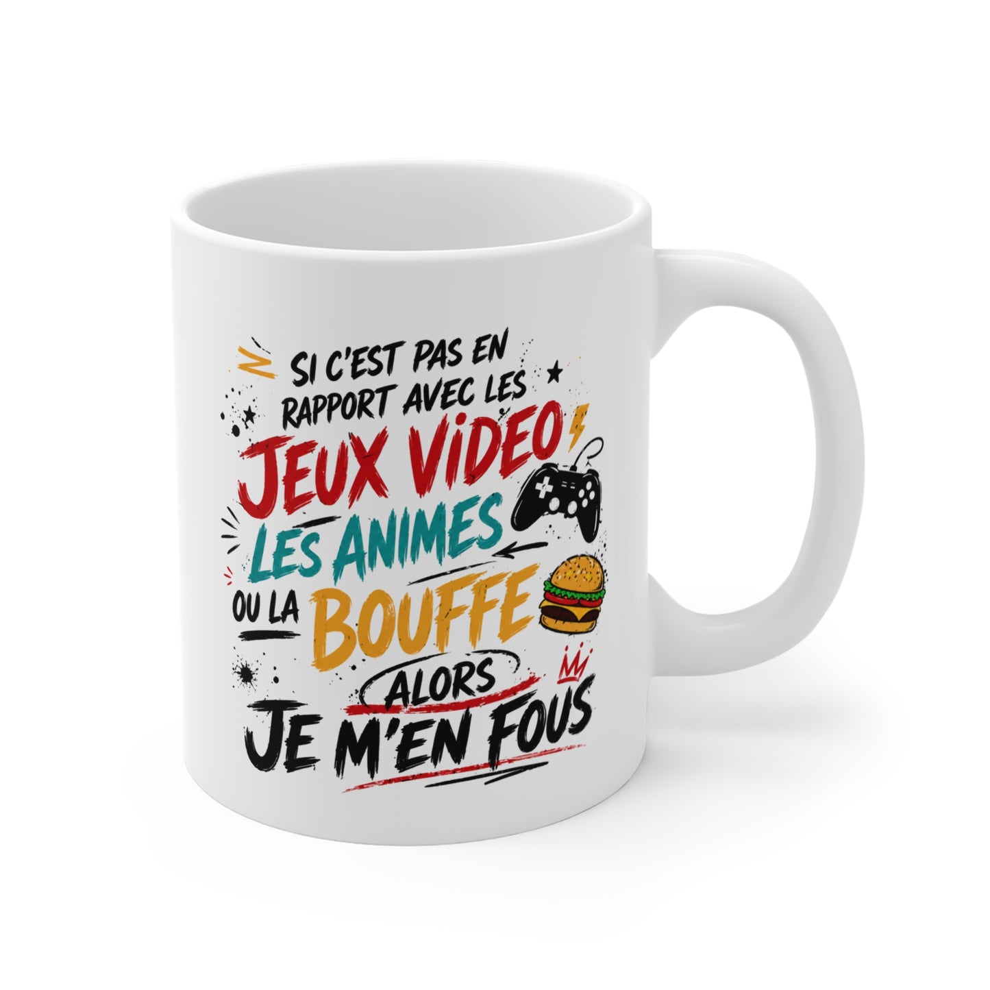 Tasse Jeux Vidéo Animés Bouffe – Mug Humour Gamer Geek – Cadeau Jeux Vidéo Homme Femme Ado 325ml