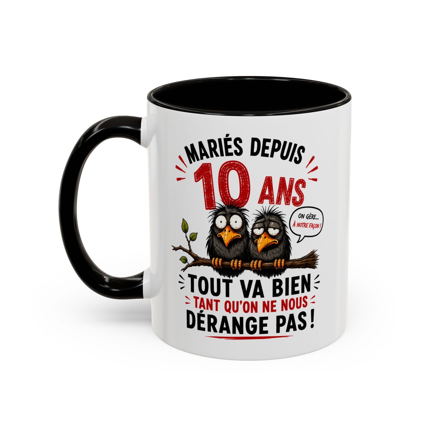 Tasse Mariés Depuis 10 Ans – Mug Humour Anniversaire de Mariage Homme Femme – Cadeau Couple 10 Ans de Mariage 325 ml