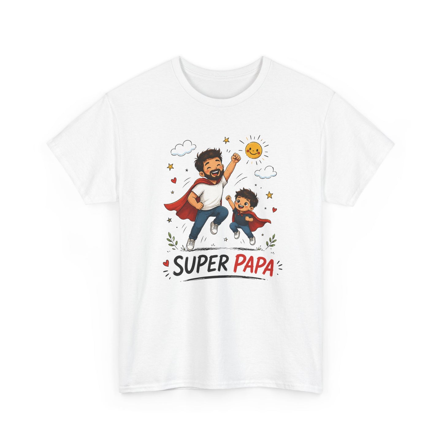 Tee-Shirt Super Papa – Cadeau Fête des Pères – Papa Héros avec Fils – Tee-Shirt Homme Amour Famille Père Enfant