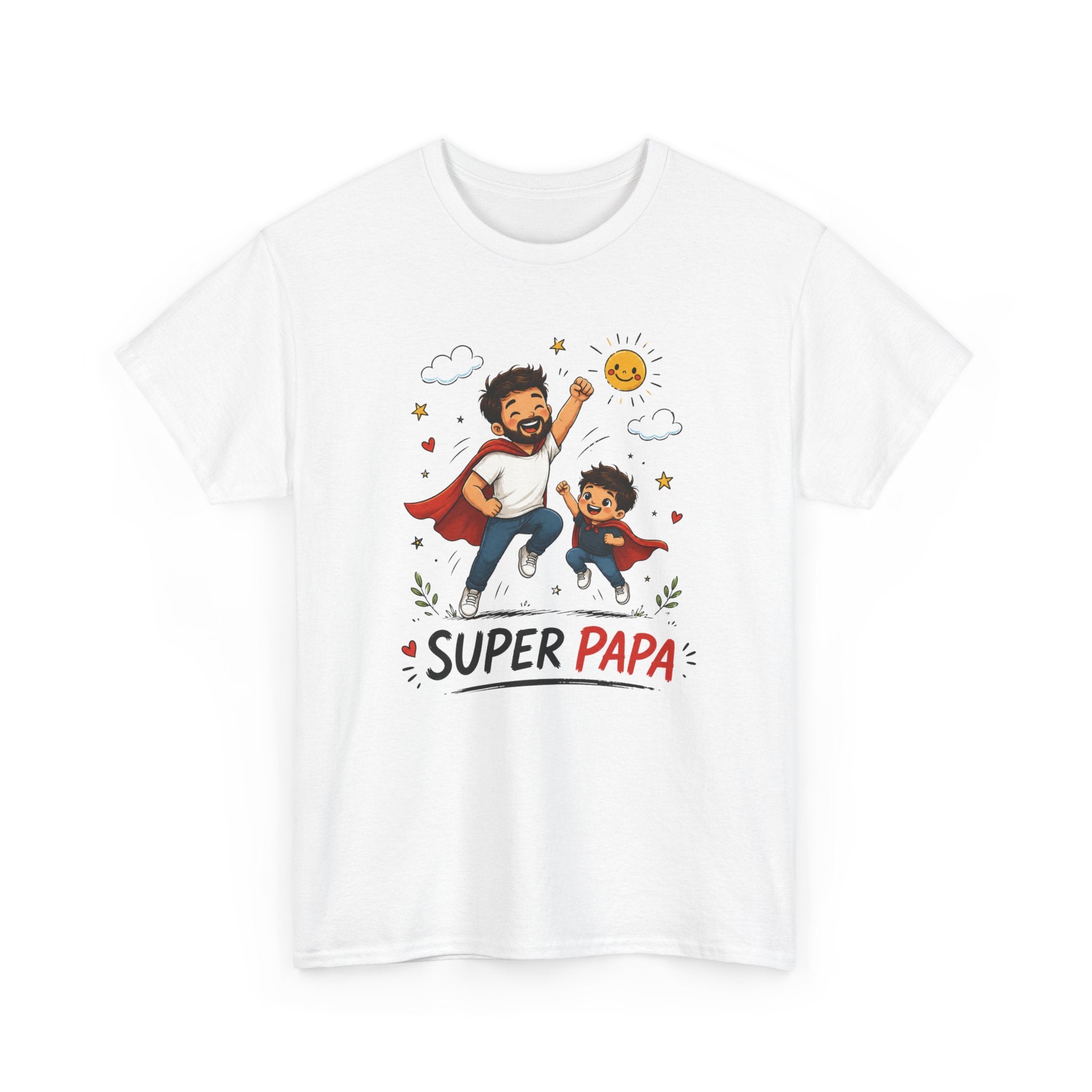 Tee-Shirt Super Papa – Cadeau Fête des Pères – Papa Héros avec Fils – Tee-Shirt Homme Amour Famille Père Enfant