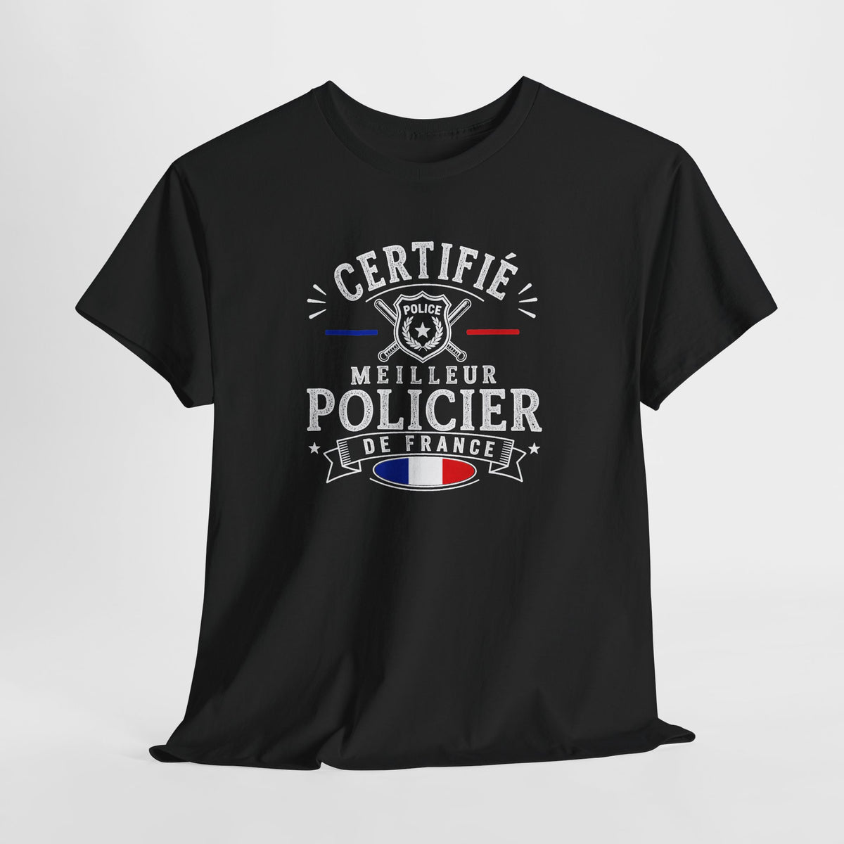 Tee Shirt Policier Homme – Certifié Meilleur Policier de France – T-Shirt Métier Police Cadeau Original Homme