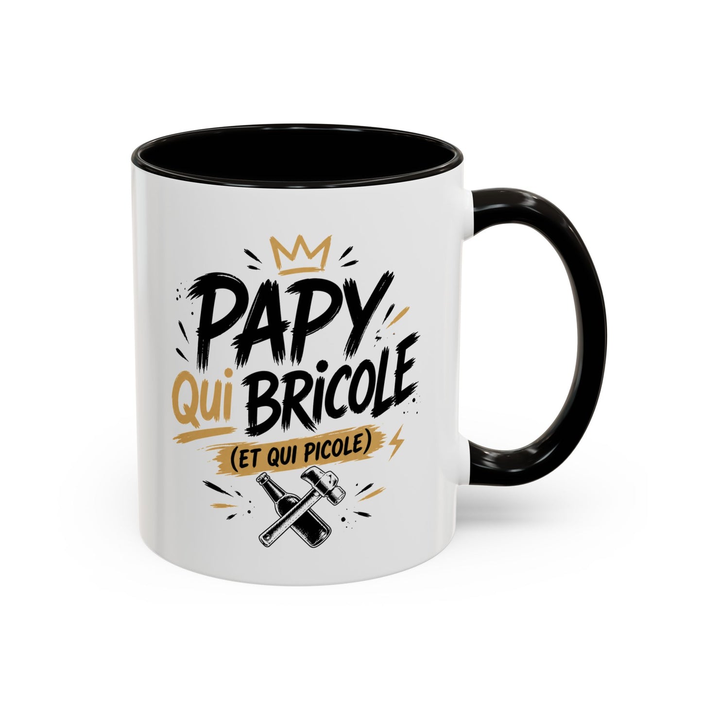 Mug Papy Humour Bricoleur – Tasse “Papy qui bricole et qui picole” – Cadeau Original Homme Papy 325ml