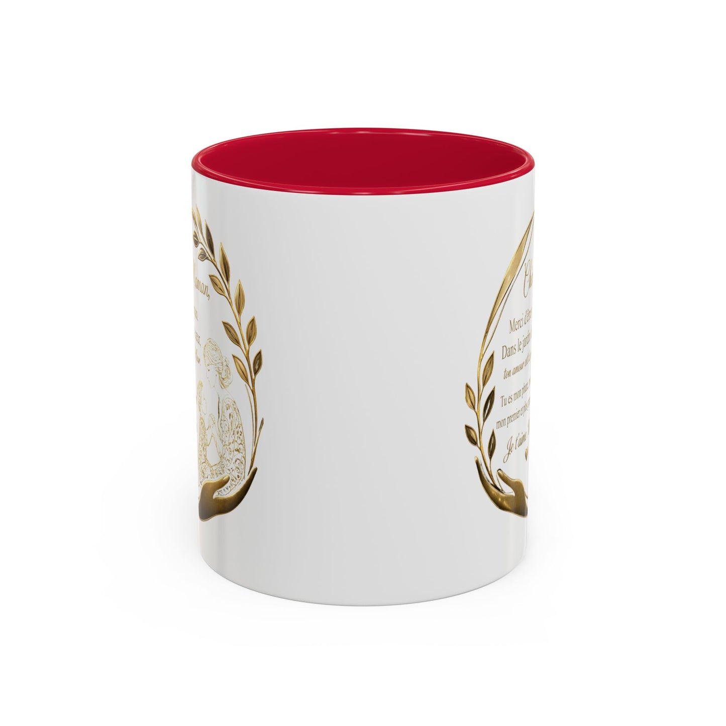 Tasse Maman Message Amour 325ml – Mug Céramique Cadeau Mère Élégant Doré Citation Touchante Famille
