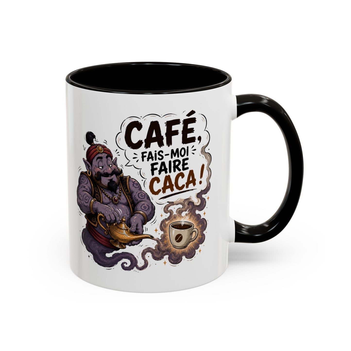 Mug Café Humour – Café Fais-Moi Faire Caca – Tasse Drôle avec Génie – Cadeau Original Homme et Femme Amateur de Café