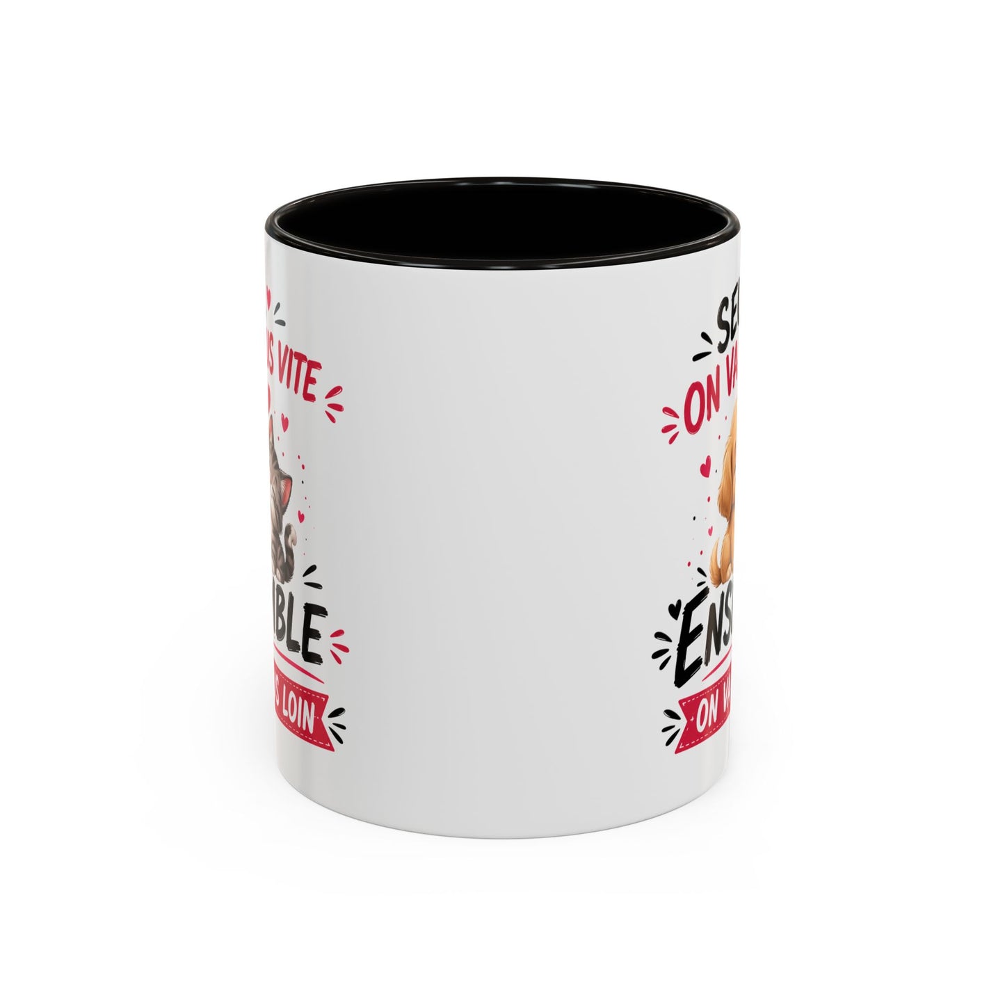 Tasse Seul On Va Plus Vite Ensemble On Va Plus Loin – Mug Chien Chat Amour Amitié – Cadeau Mignon 325ml