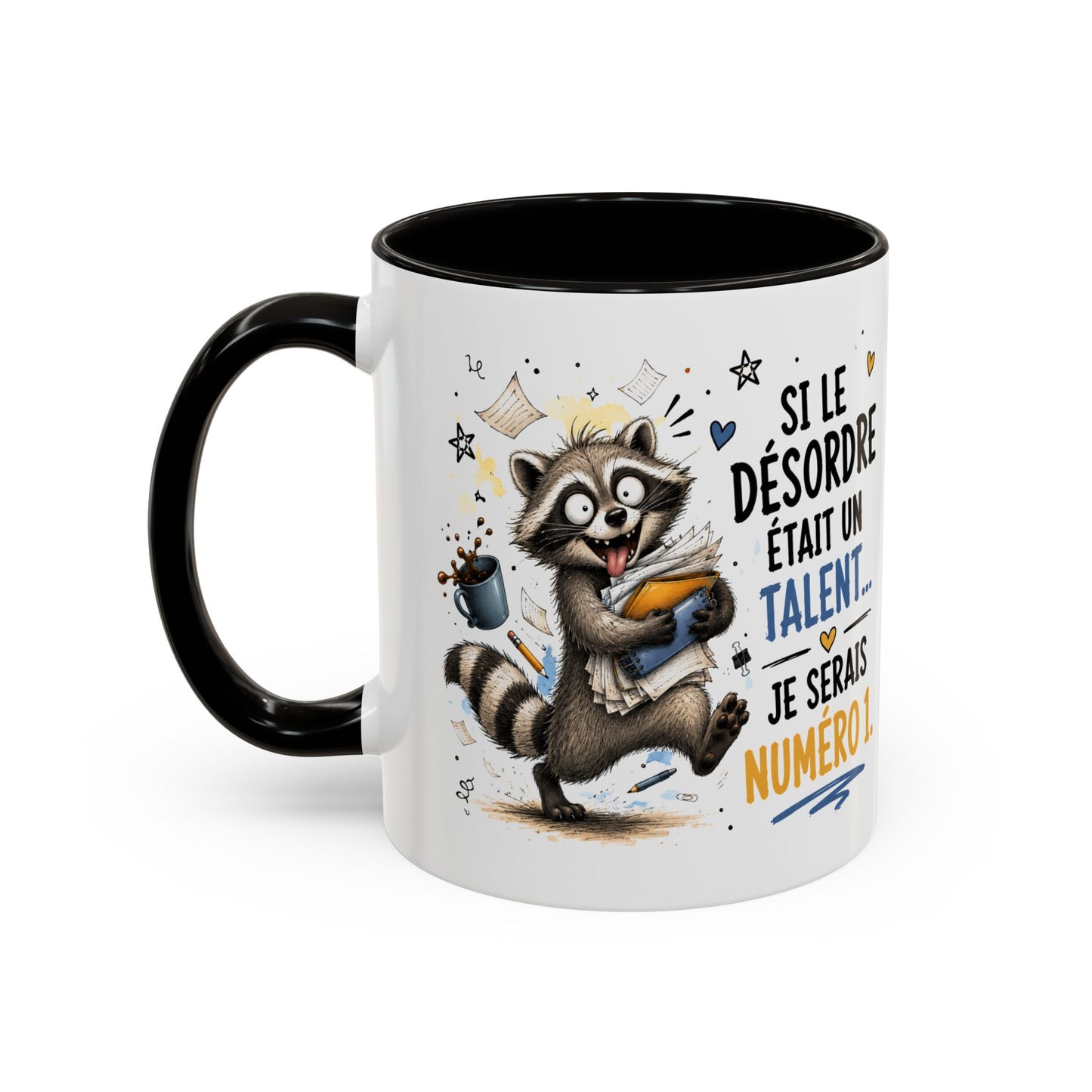 Tasse Raton Laveur Drôle Homme Femme – Mug Si Le Désordre Était un Talent Je Serais Numéro 1 – Cadeau Humour Bureau Café 325 ml