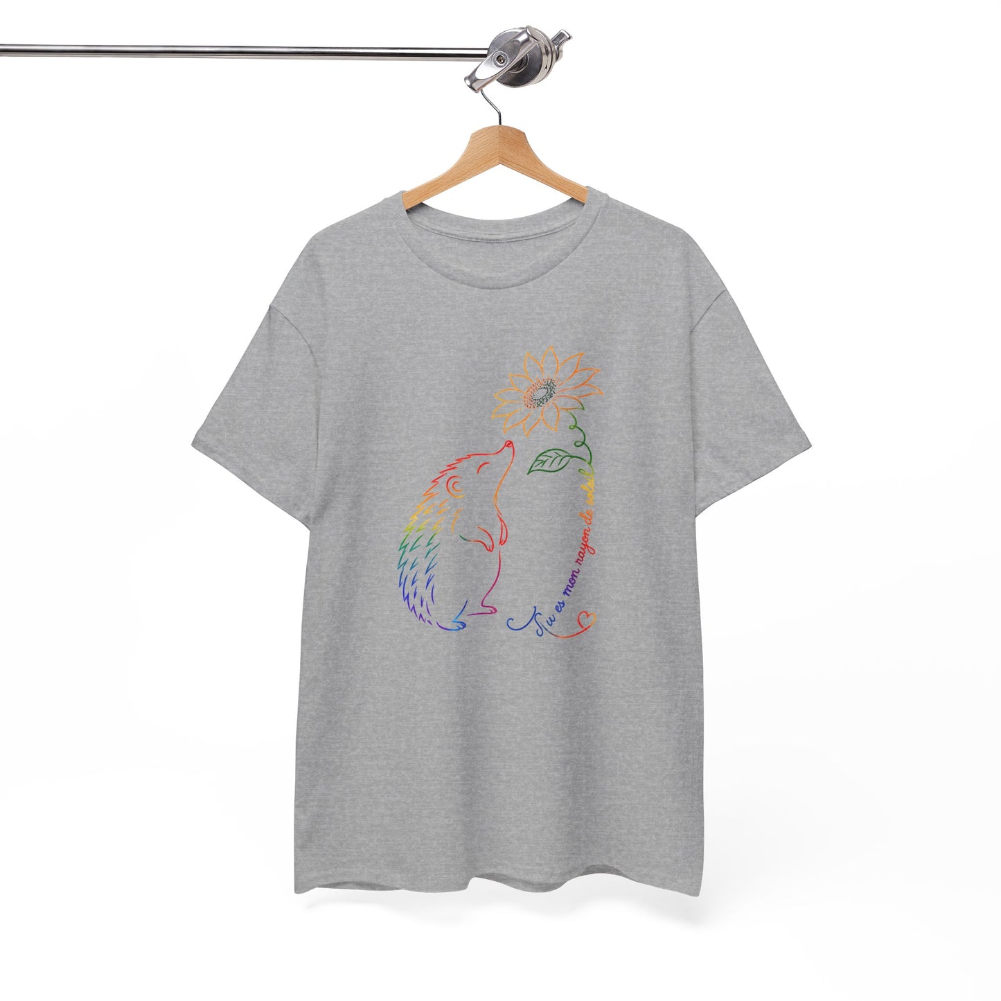 Tee Shirt Femme Hérisson Tournesol Coloré Fleur Nature Animal Mignon Cadeau Original