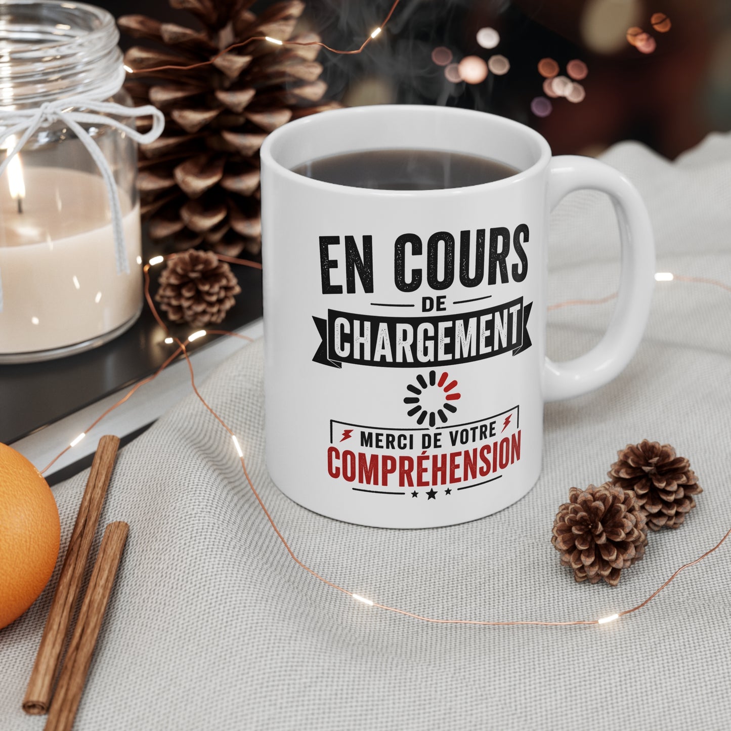 Tasse En Cours De Chargement Merci De Votre Compréhension – Mug Humour Fatigue Vintage – Cadeau Drôle Homme Femme 325ml