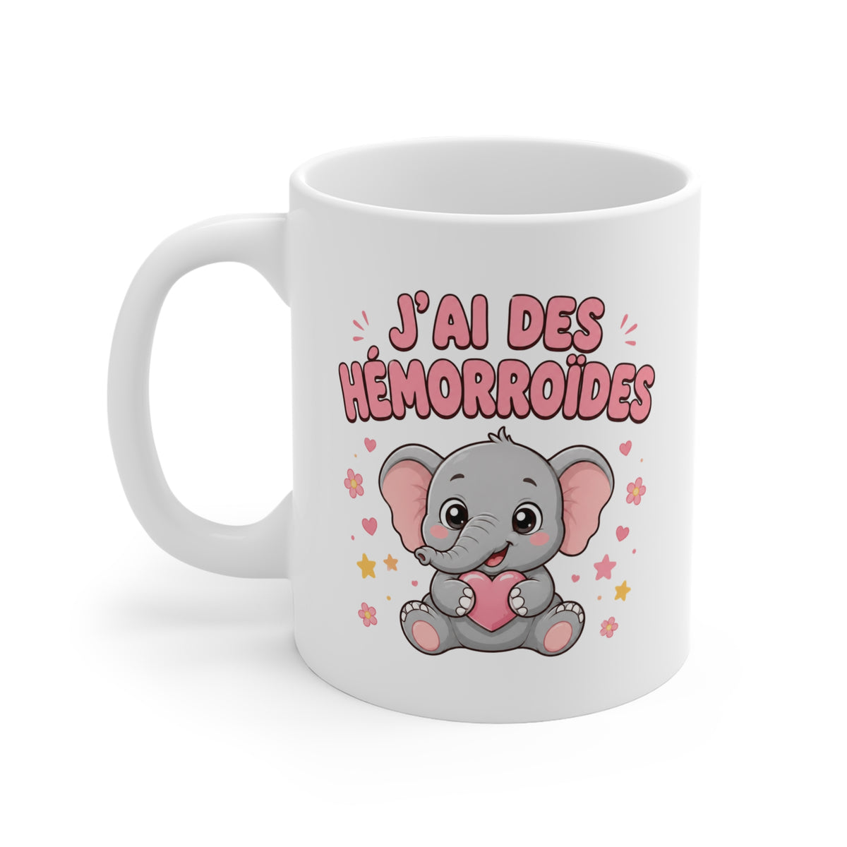 Mug J’ai des Hémorroïdes – Tasse Humour avec Éléphant – Cadeau Drôle et Décalé Homme et Femme