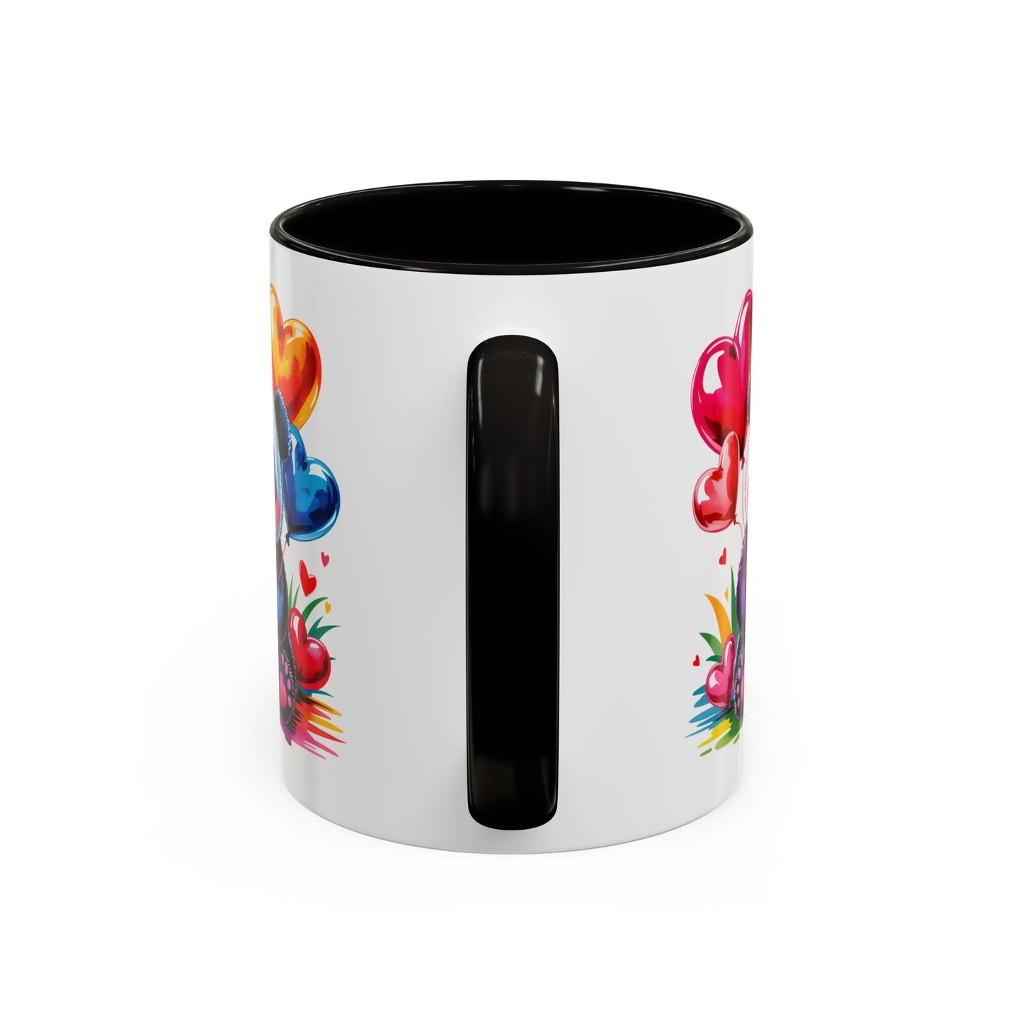 Mug Panda Kawaii avec Ballons Cœur Colorés – Tasse Mignonne Cadeau Original Amoureux des Animaux – Céramique 325ml