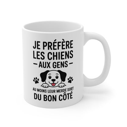 Tasse Céramique 325ml “Je Préfère les Chiens aux Gens” – Mug Humour Chien – Cadeau Amoureux des Animaux