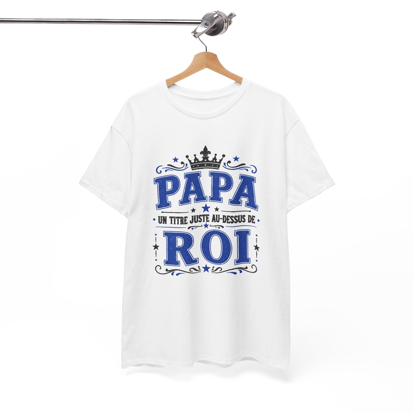 Tee Shirt Homme Papa Roi Père Humour Famille Couronne Idée Cadeau Fête des Pères Anniversaire
