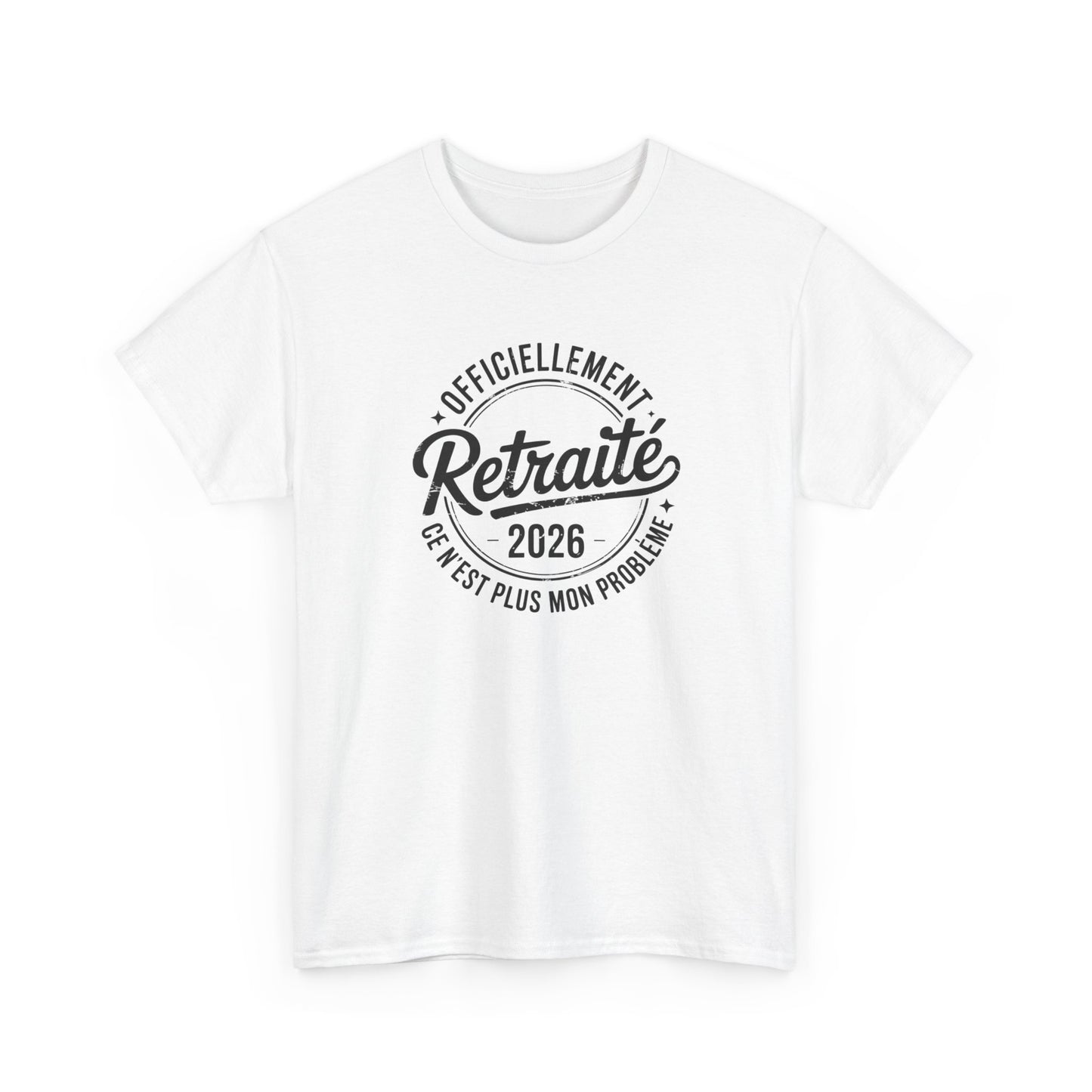 T-Shirt Retraite 2026 Homme – Cadeau Retraité Humour – Tee Shirt Officiellement Retraité Noir Blanc Gris
