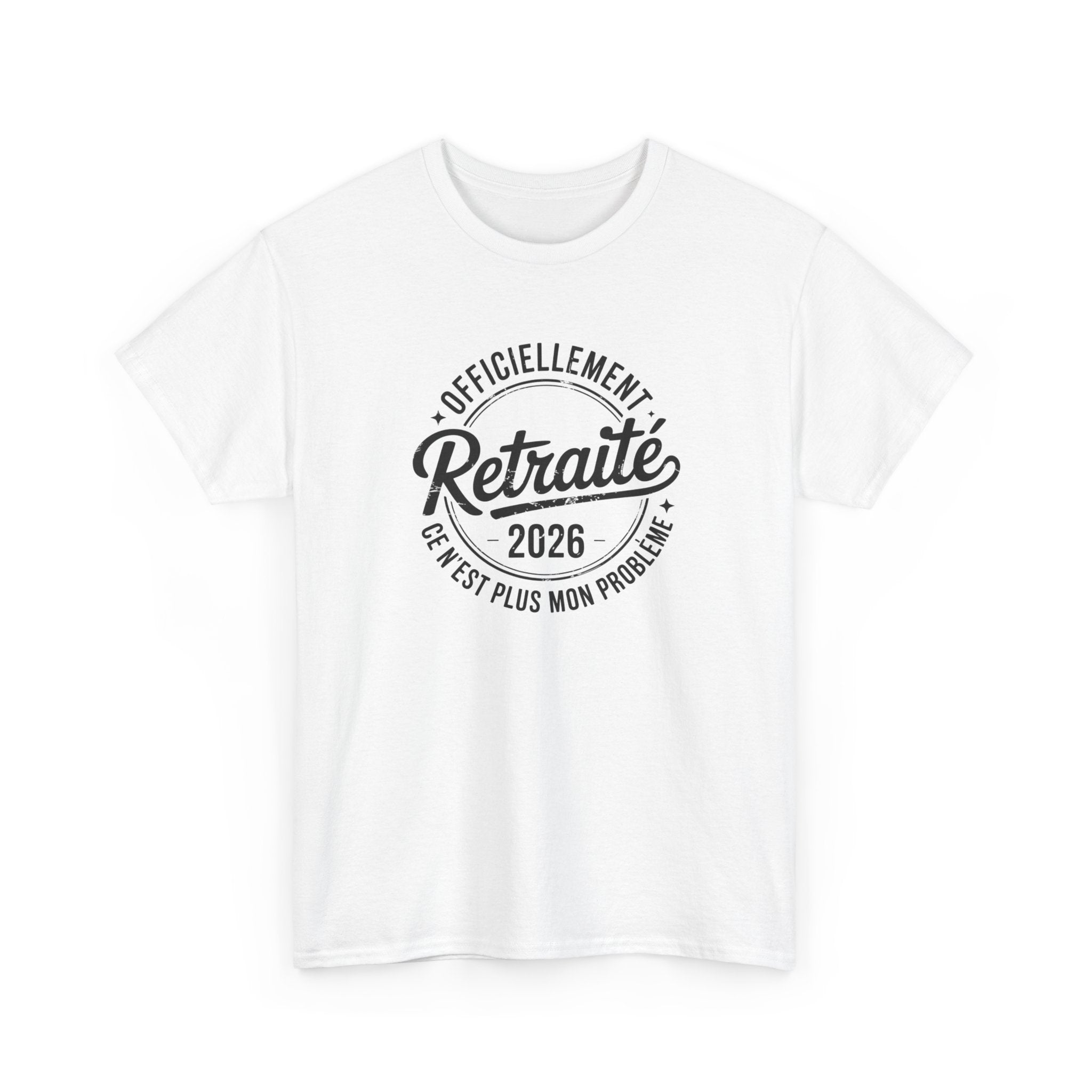 T-Shirt Retraite 2026 Homme – Cadeau Retraité Humour – Tee Shirt Officiellement Retraité Noir Blanc Gris