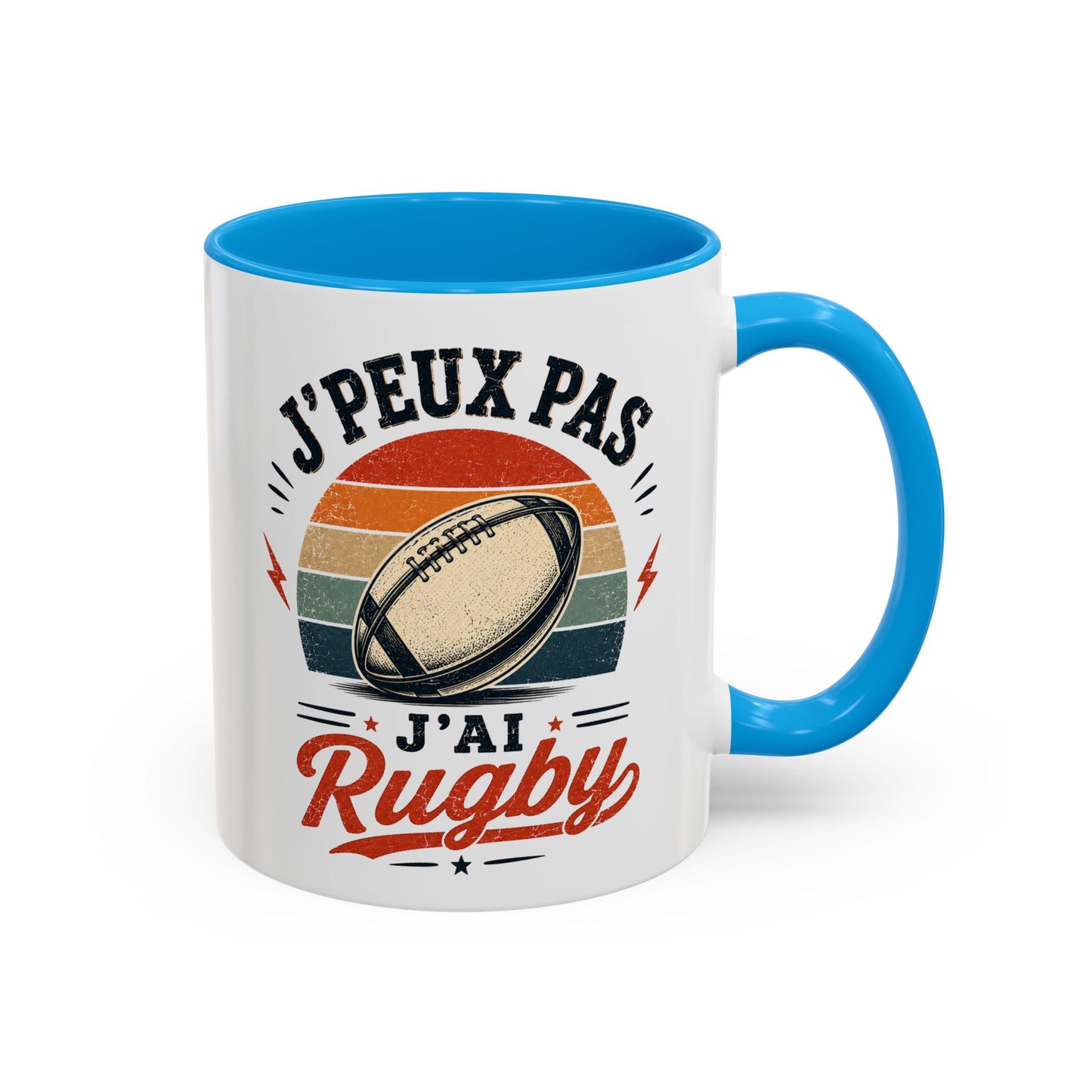 Tasse J’Peux Pas J’Ai Rugby – Mug Rugby Vintage Humoristique – Cadeau Rugbyman Homme Femme 325ml