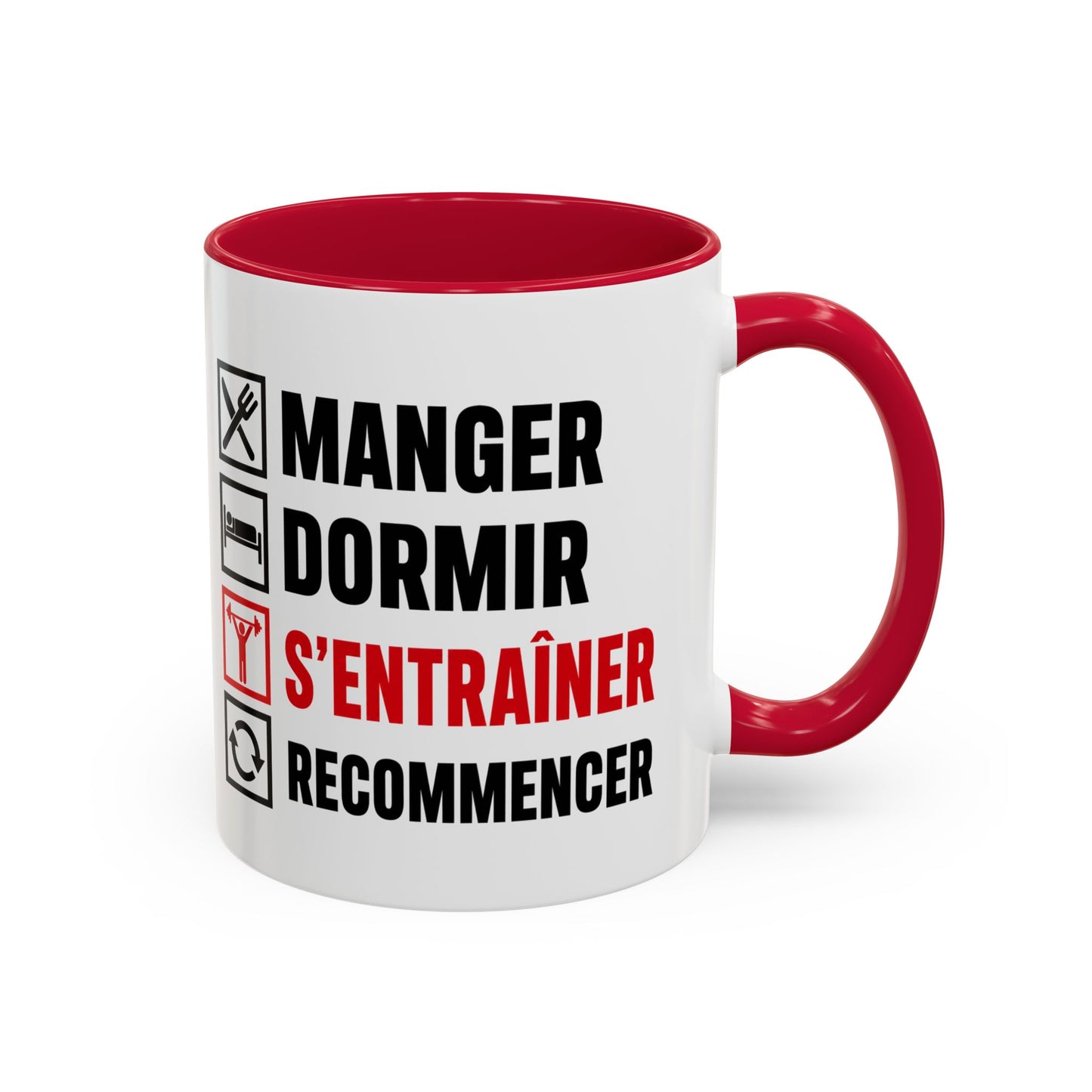 Mug Musculation Fitness – Tasse Sport Entraînement – Cadeau Original Homme et Femme, Passion Salle Noir Bleu Rouge