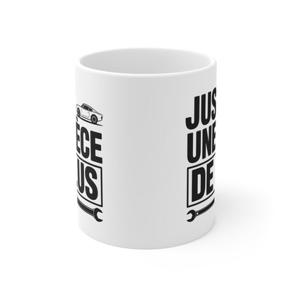 Tasse Céramique 325ml “Juste Une Pièce de Plus” – Mug Humour Mécanicien Voiture – Cadeau Garage
