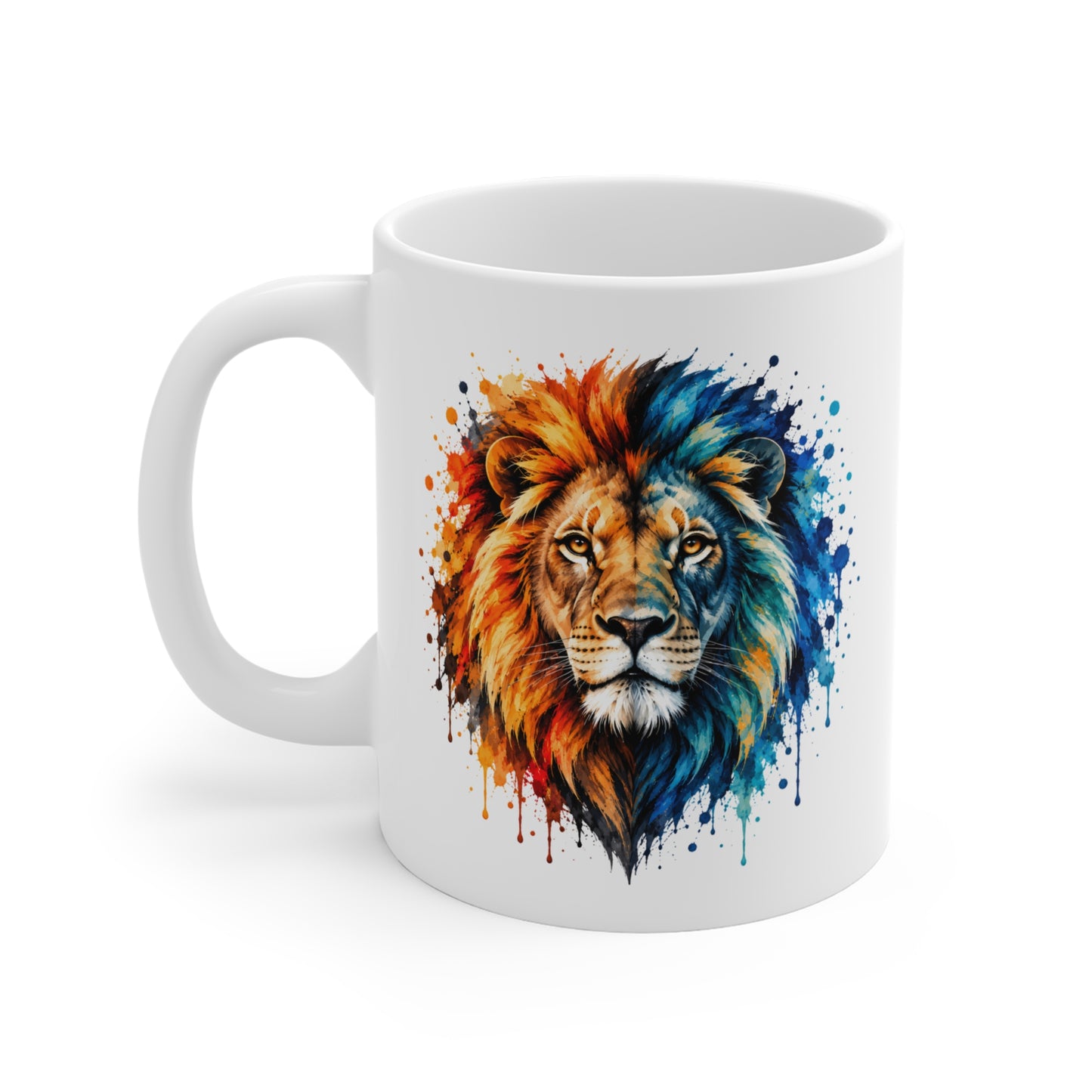 Mug Lion Coloré – Tasse Lion Majestueux Style Aquarelle – Cadeau Original Amoureux des Lions et Animaux Sauvages