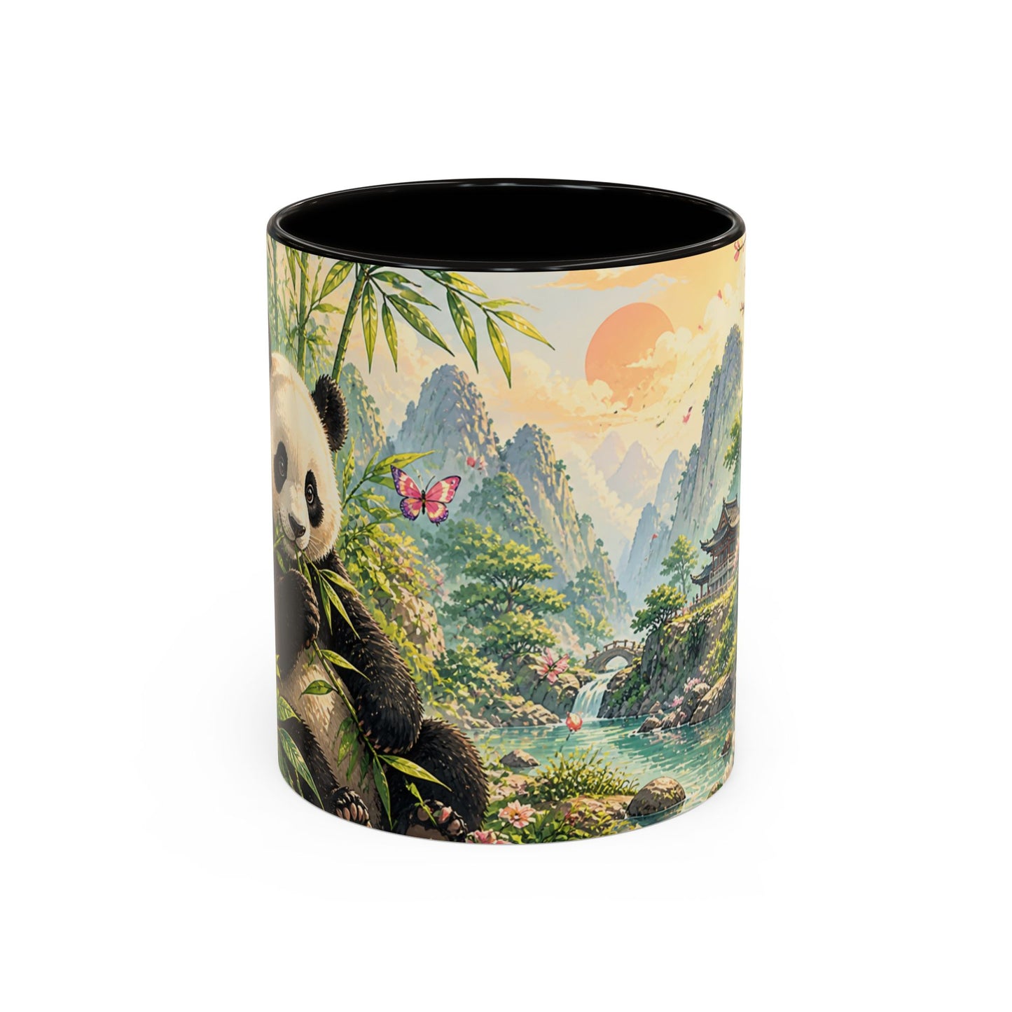Tasse Panda Bambou – Mug Nature Asiatique avec Fleurs et Paysage Japonais Zen – Cadeau Animal Mignon 325ml