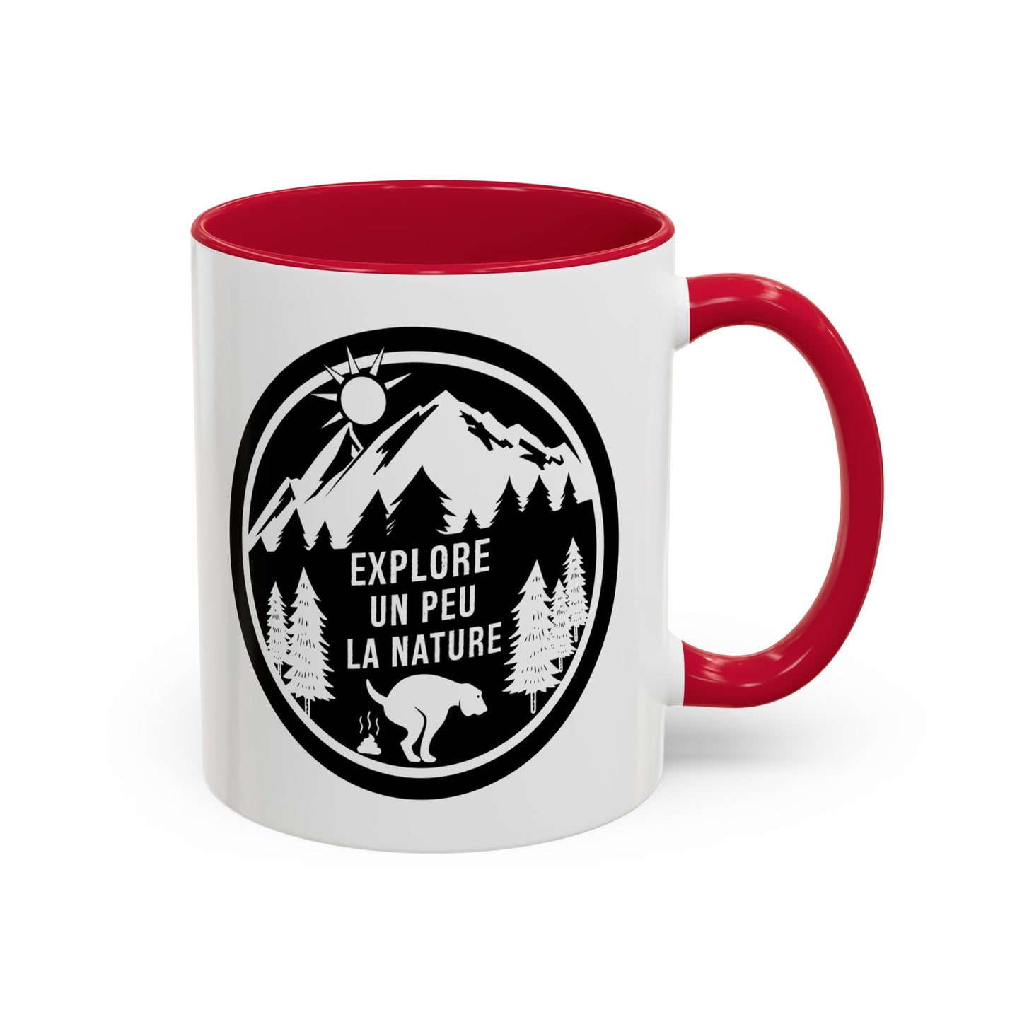 Mug Nature Homme et Femme – Tasse Chien Montagne Forêt Randonnée – Cadeau Amoureux des Animaux et Grands Espaces – Idée Cadeau Camping Aventure Plein Air – 325 ml Noir Bleu Rouge