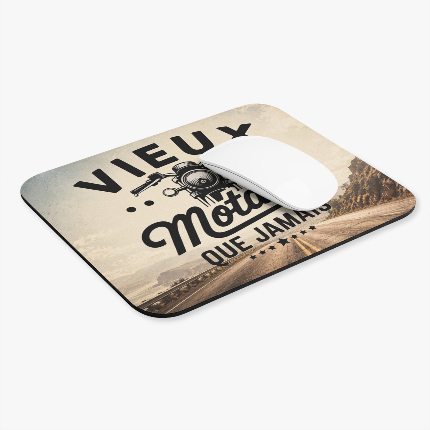 Tapis de Souris 22x18cm Vieux Motard Que Jamais Humour Moto Cadeau Motard Homme et Femme Passion Moto Bureau Gaming