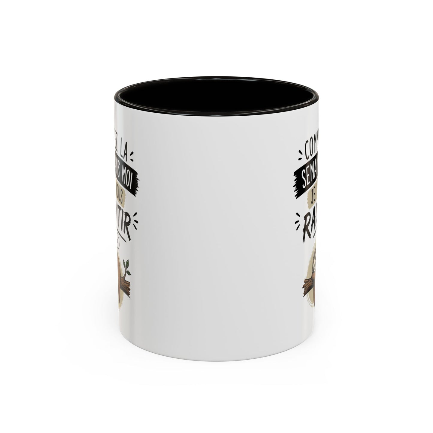 Mug Paresseux Drôle – “Commencez la Semaine Sans Moi” – Tasse Humour Bureau et Fatigue – Cadeau Original Homme Femme – Céramique 325ml Noir Bleu Rouge