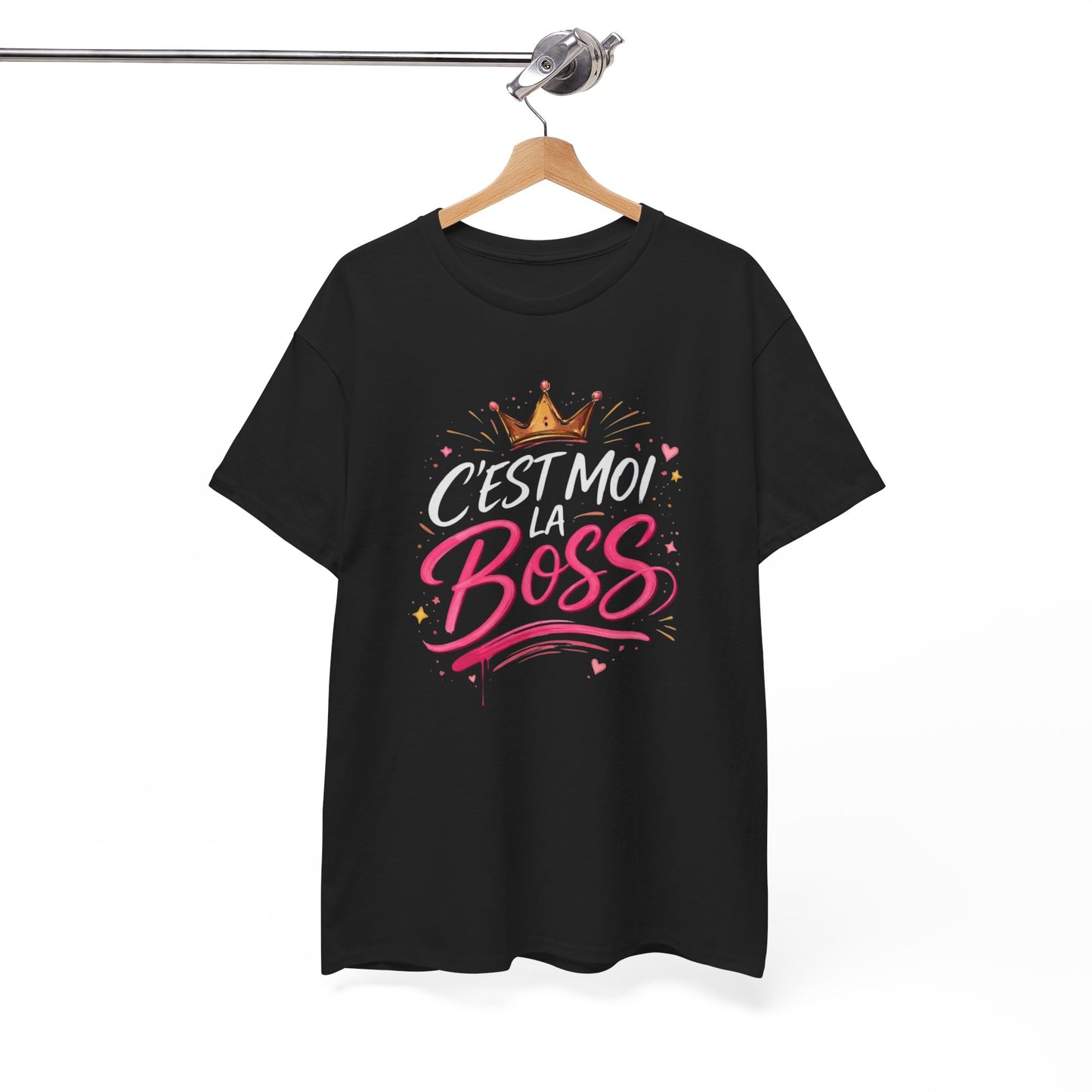 T-Shirt Femme "C’est Moi la Boss" – Design Couronne Rose – Tee-Shirt Humoristique Confiance Girl Power