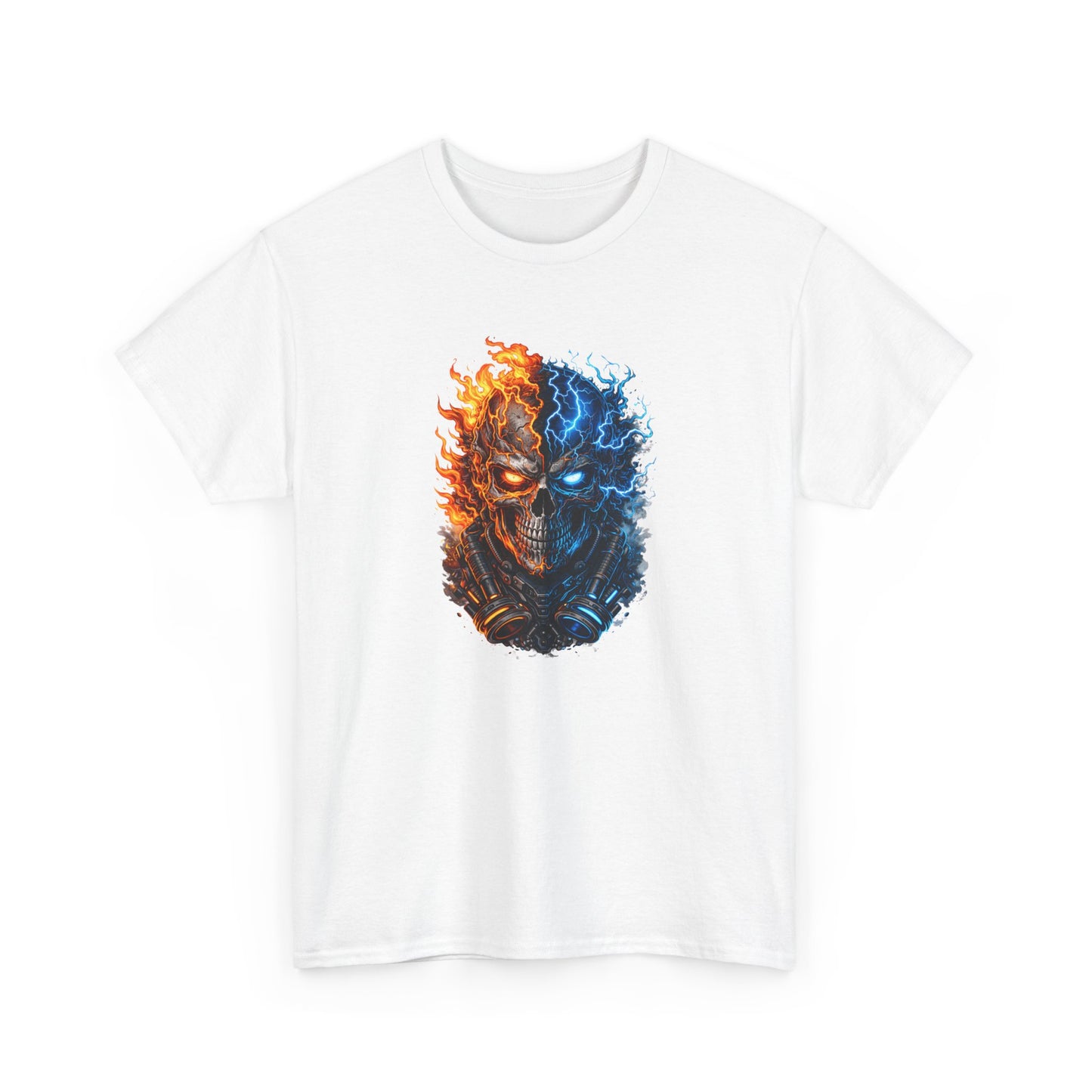 T-Shirt Tête de Mort Feu et Glace – Design Skull Électrique et Flamme – Style Dark