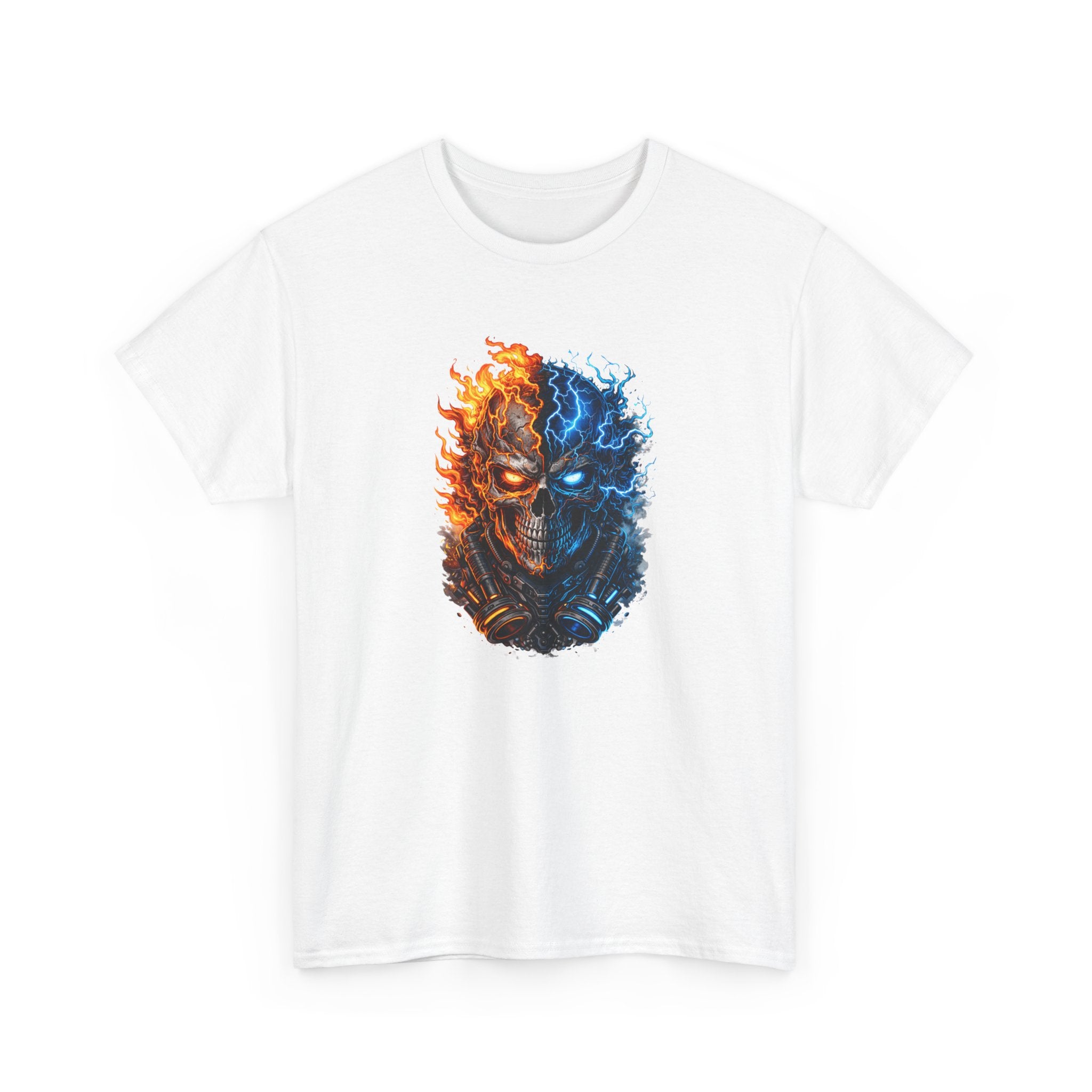 T-Shirt Tête de Mort Feu et Glace – Design Skull Électrique et Flamme – Style Dark